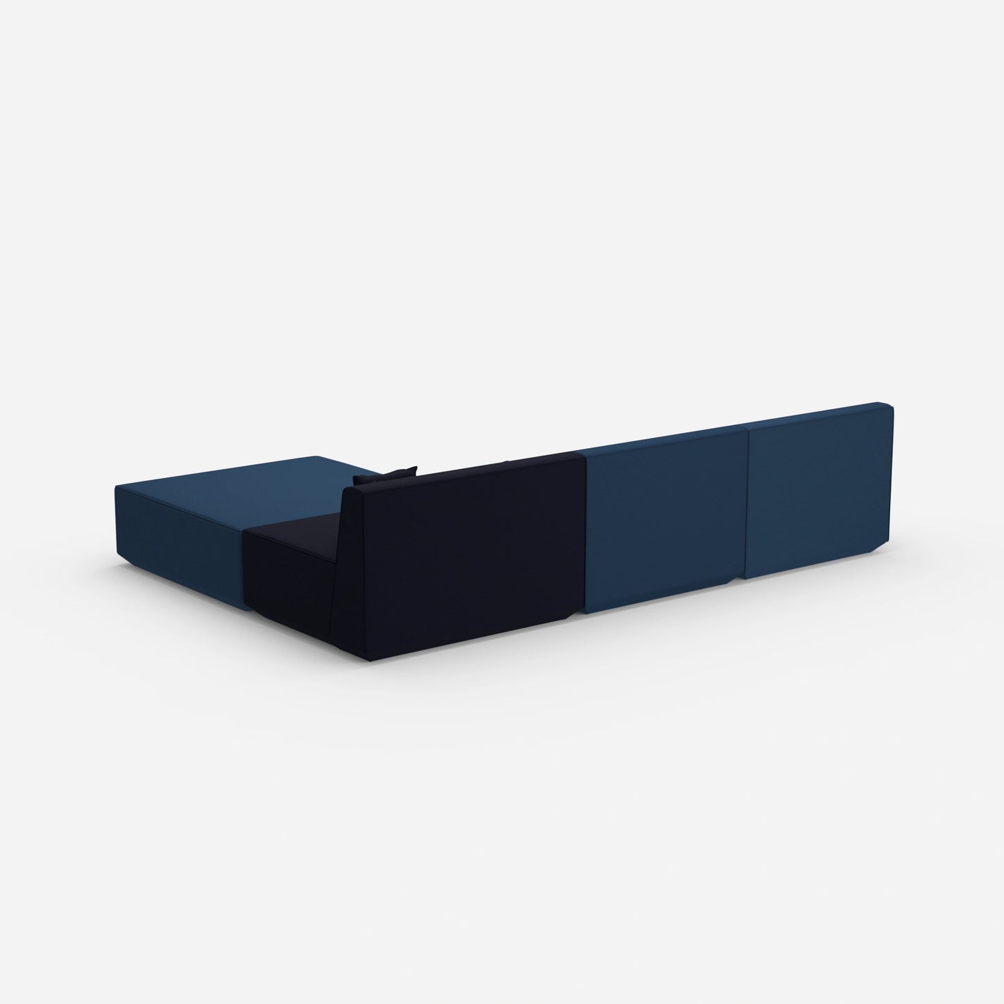Modulares Ecksofa blau von hinten