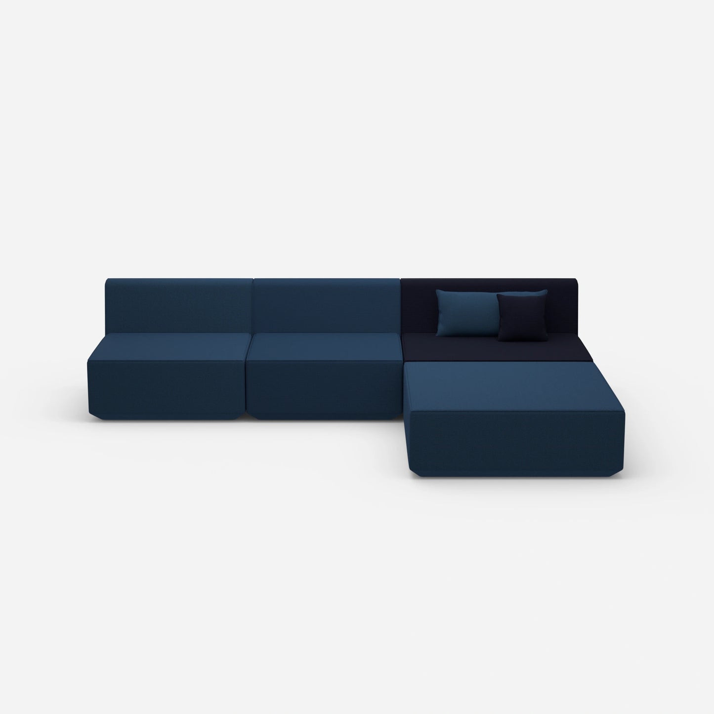 Modulares Ecksofa blau von vorne