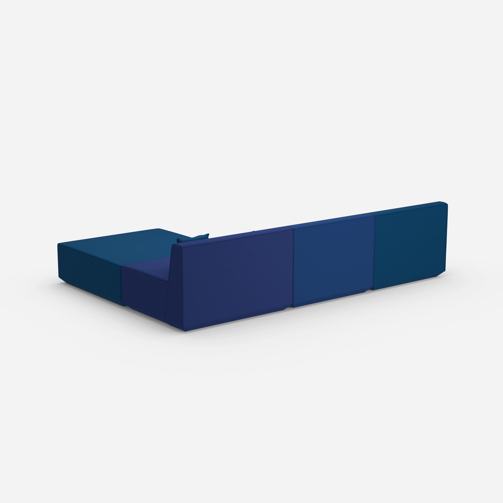 Modulares Ecksofa blau von hinten