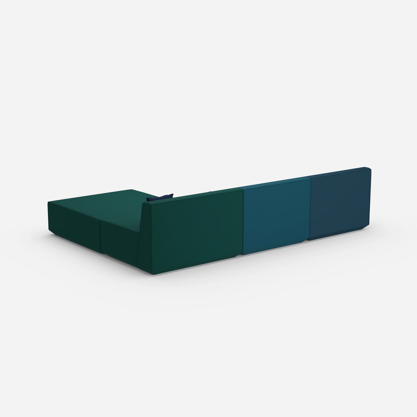 Modulares Ecksofa blau von hinten
