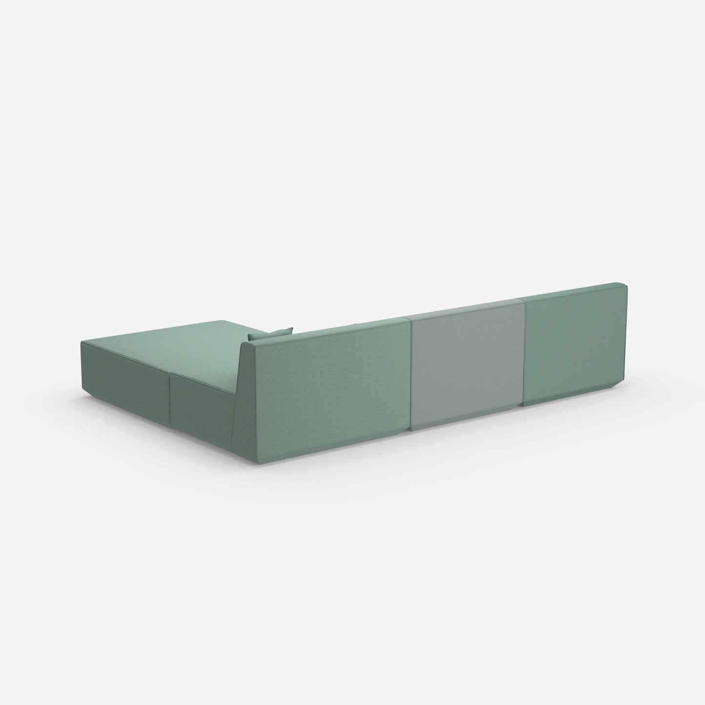 Modulares Ecksofa blau von hinten