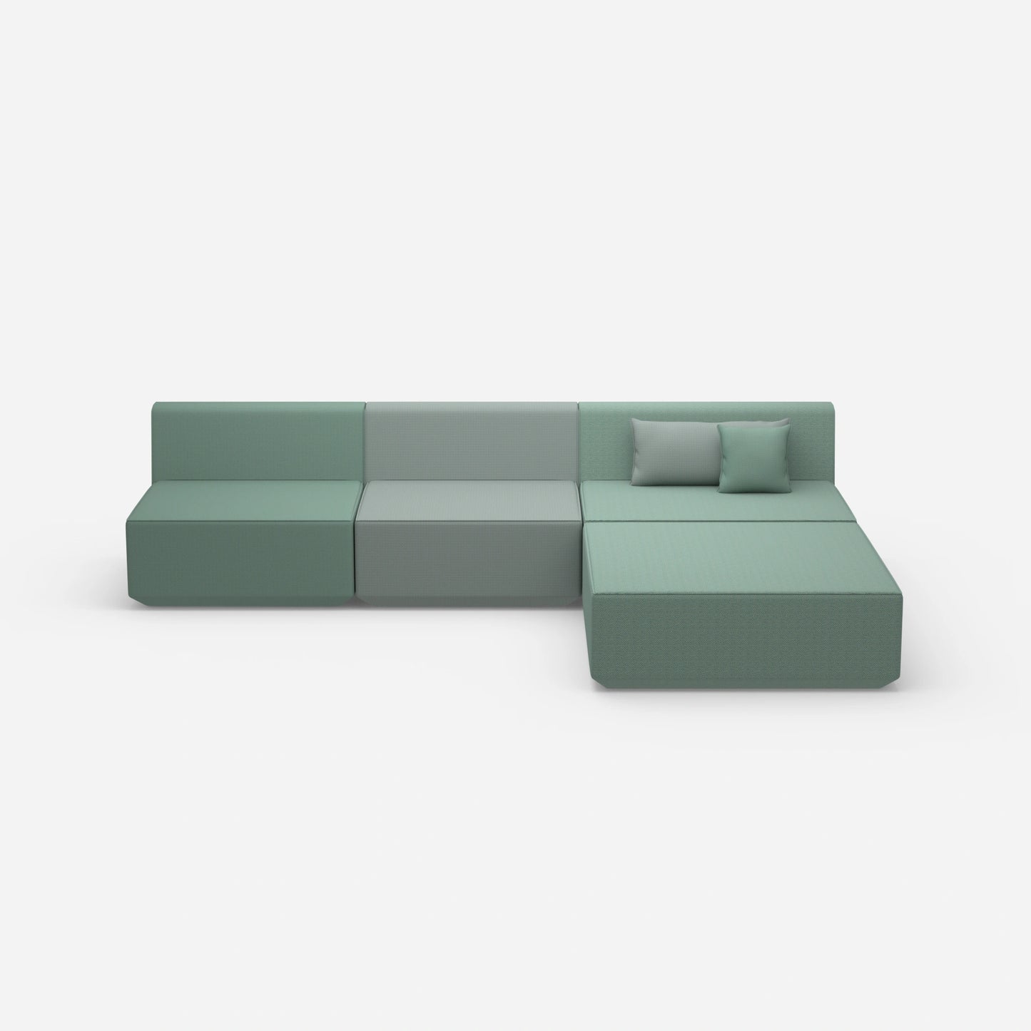 Modulares Ecksofa blau von vorne