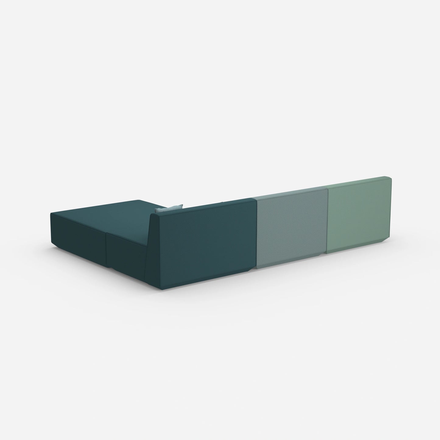 Modulares Ecksofa blau von hinten