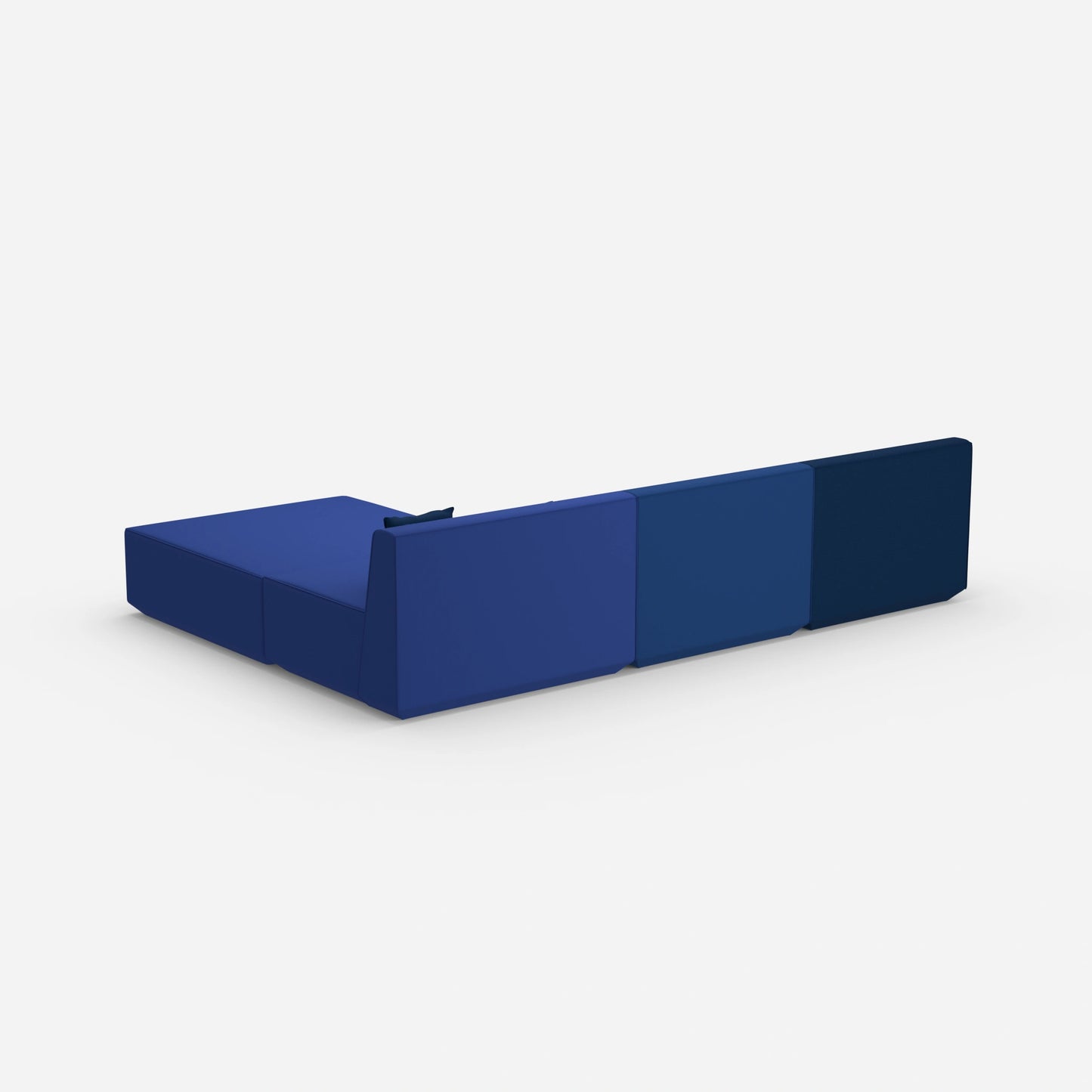 Modulares Ecksofa blau von hinten
