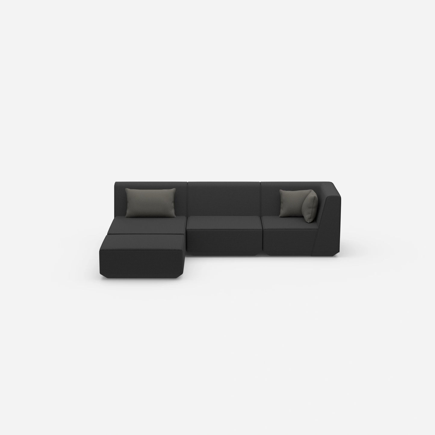 Modulares Ecksofa modern in Grau von vorne