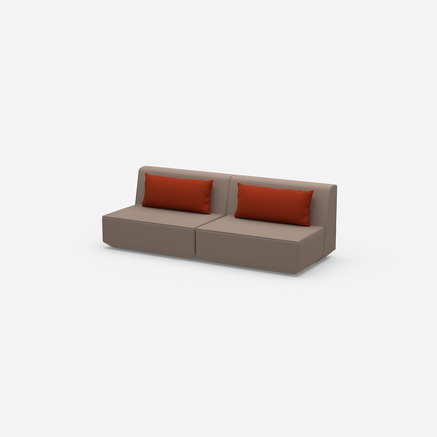 Modulares Sofa 3er in Braun von der Seite