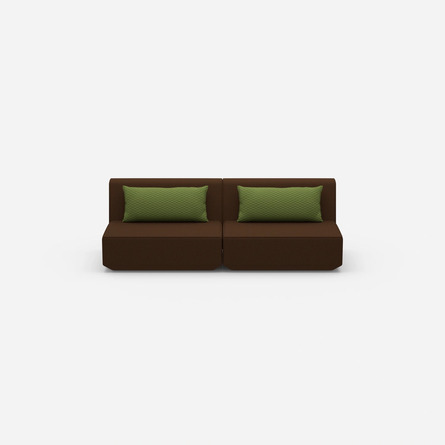 Modulares Sofa 3er in Braun von vorne