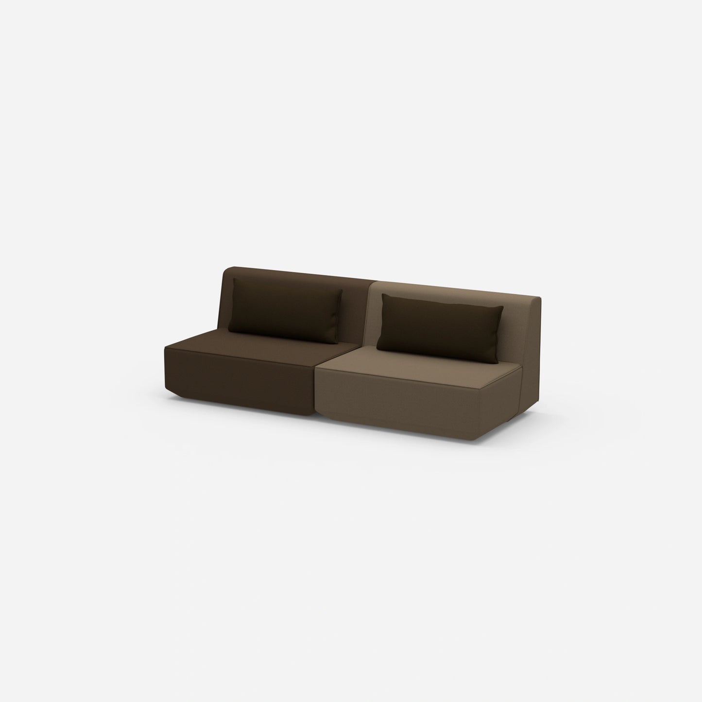 Modulares Sofa 3er in Braun von der Seite
