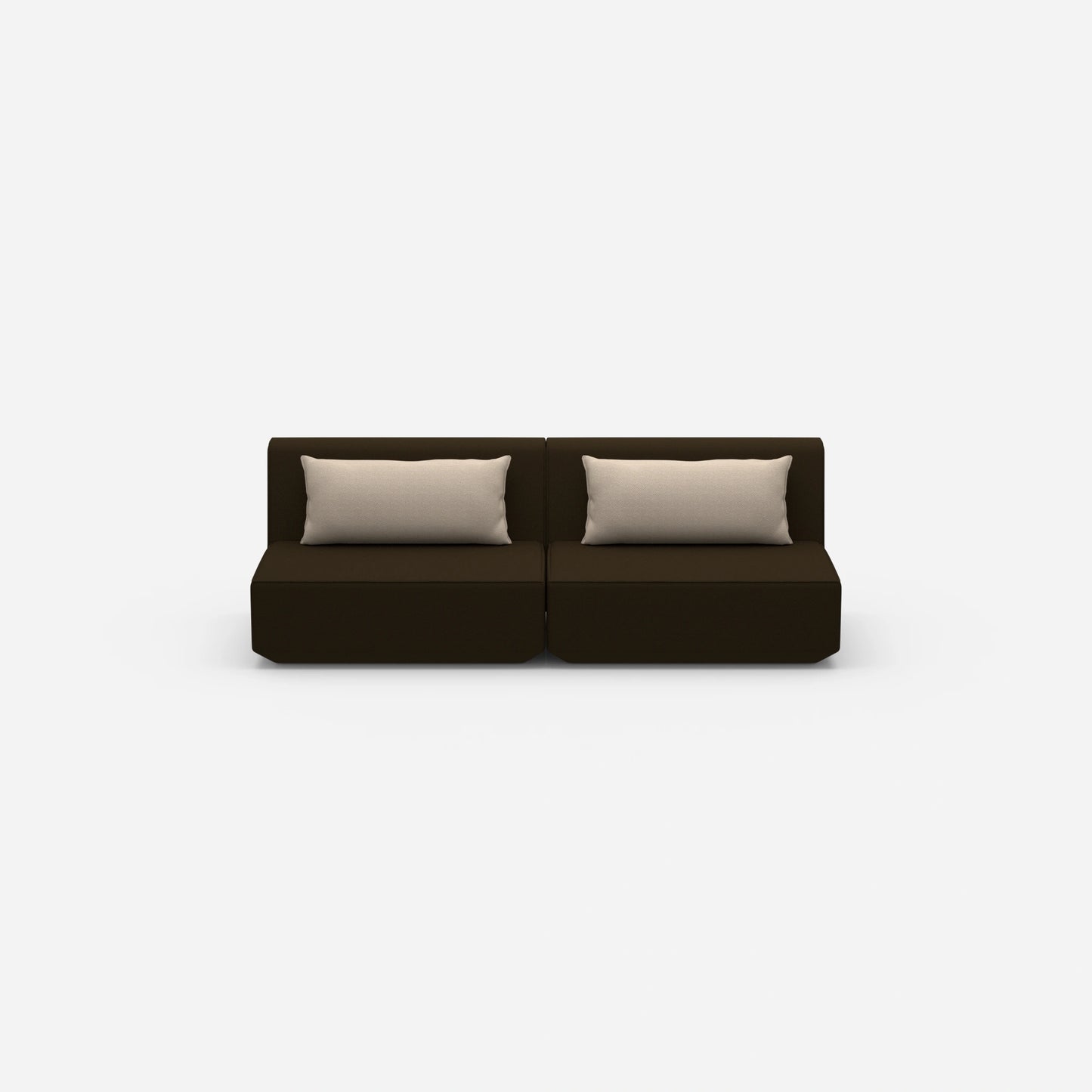 Modulares Sofa 3er in Braun von vorne
