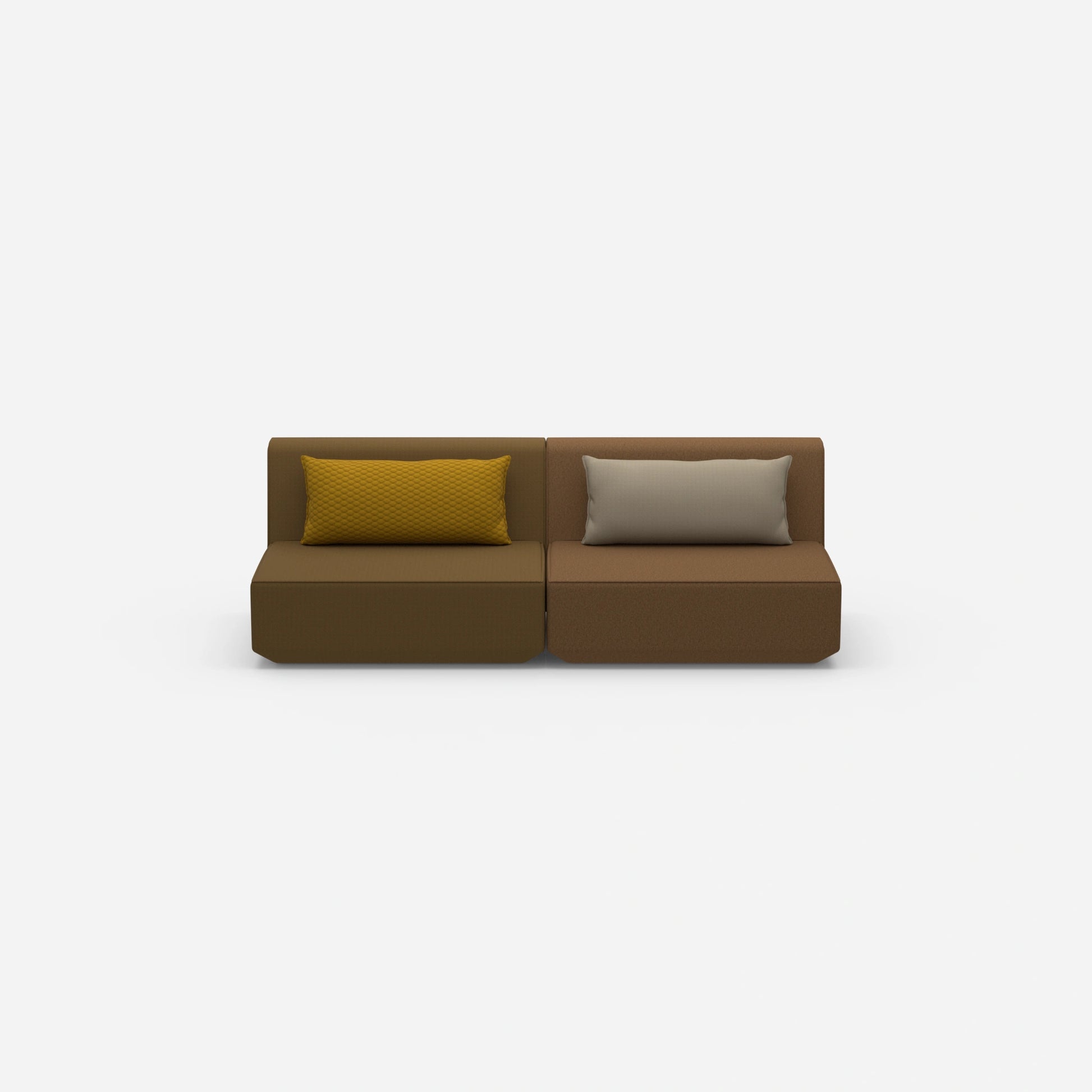 Modulares Sofa 3er in Braun von vorne