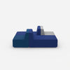 Modulares Sofa in Blau und Grau von vorne