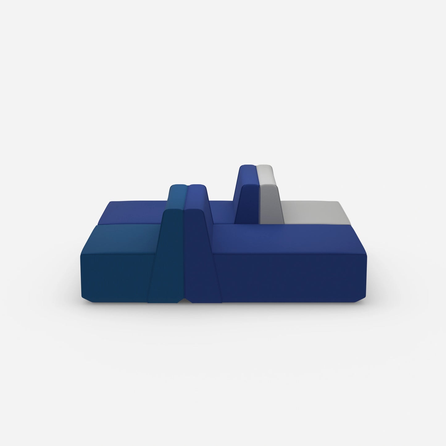 Modulares Sofa in Blau und Grau von vorne