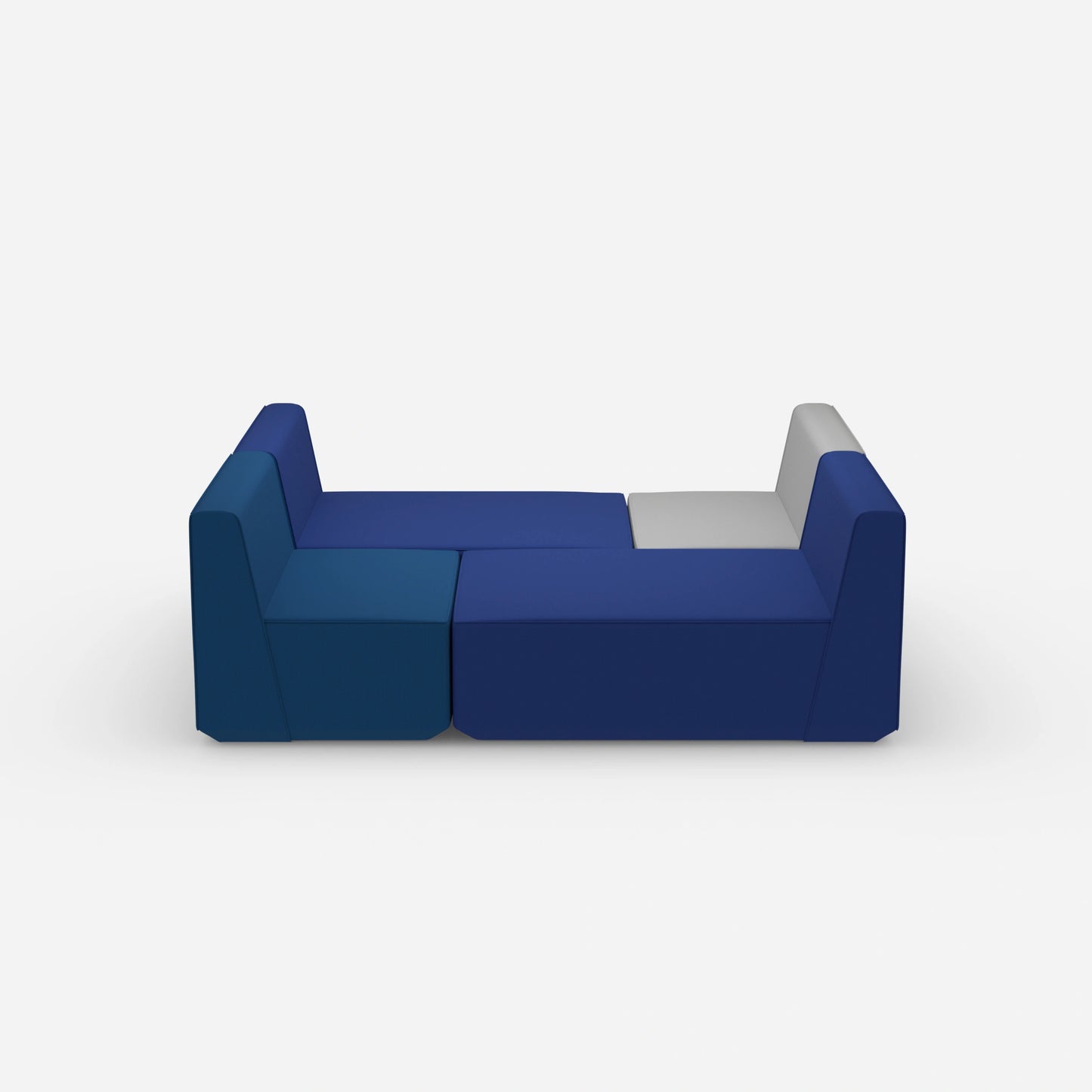 Modulares Sofa in Blau und Grau von vorne