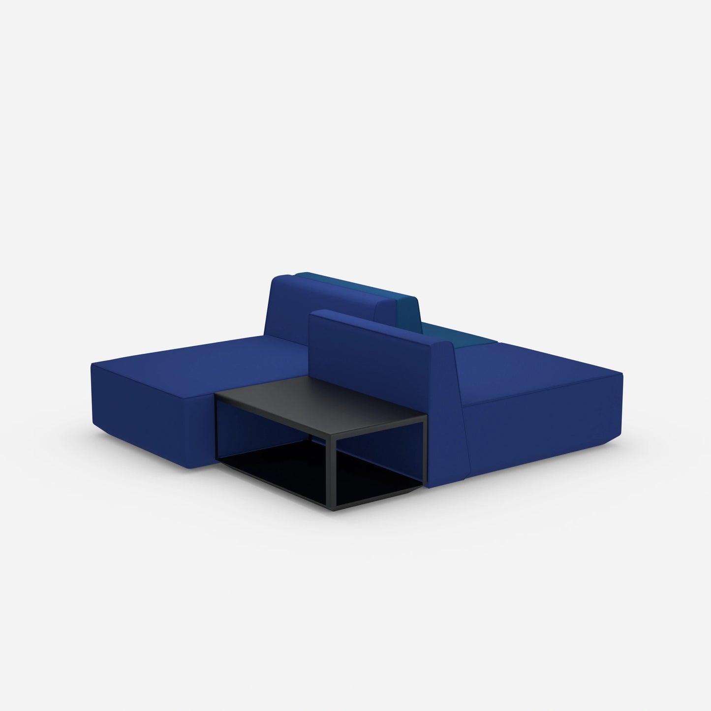 Modulares Sofa in Blau und Grau von hinten