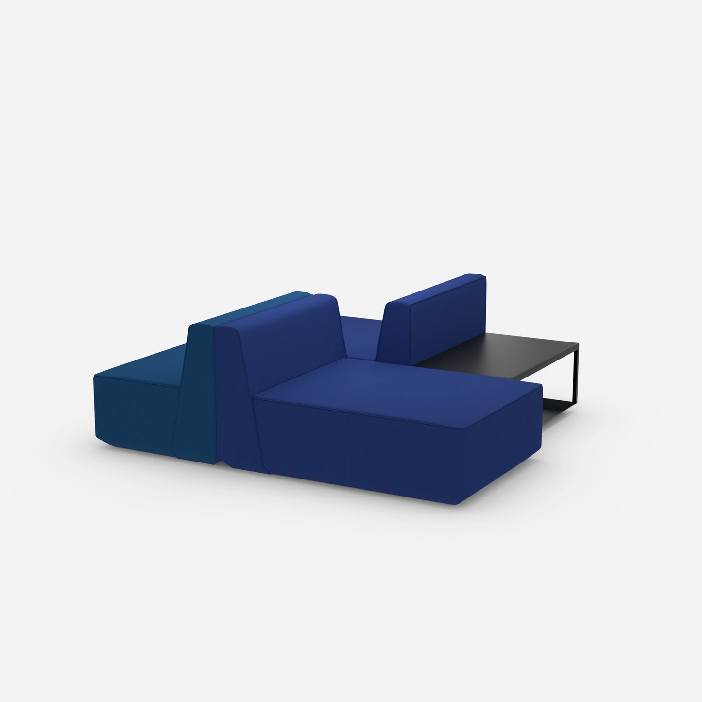Modulares Sofa in Blau und Grau von der Seite