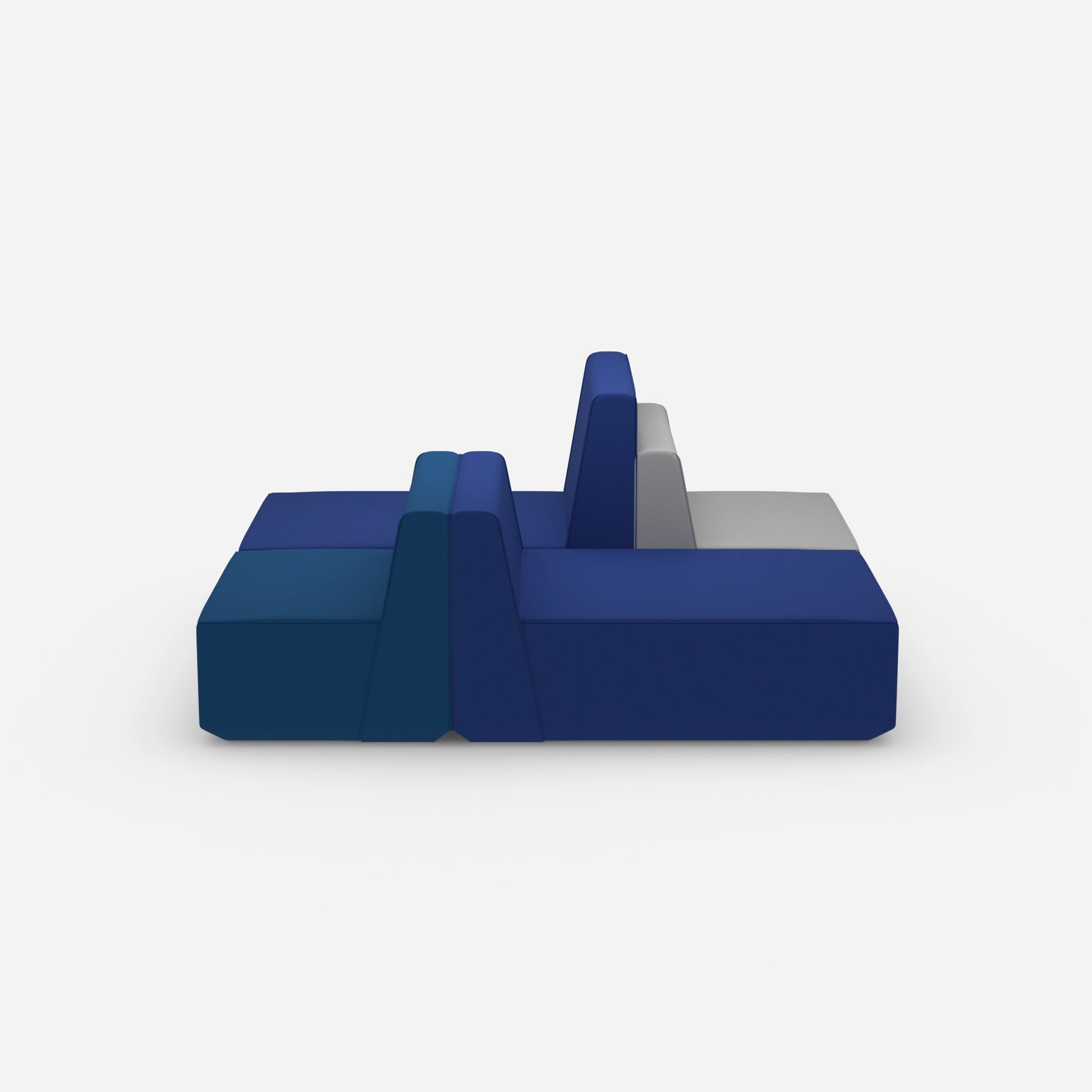 Modulares Sofa in Blau und Grau von vorne