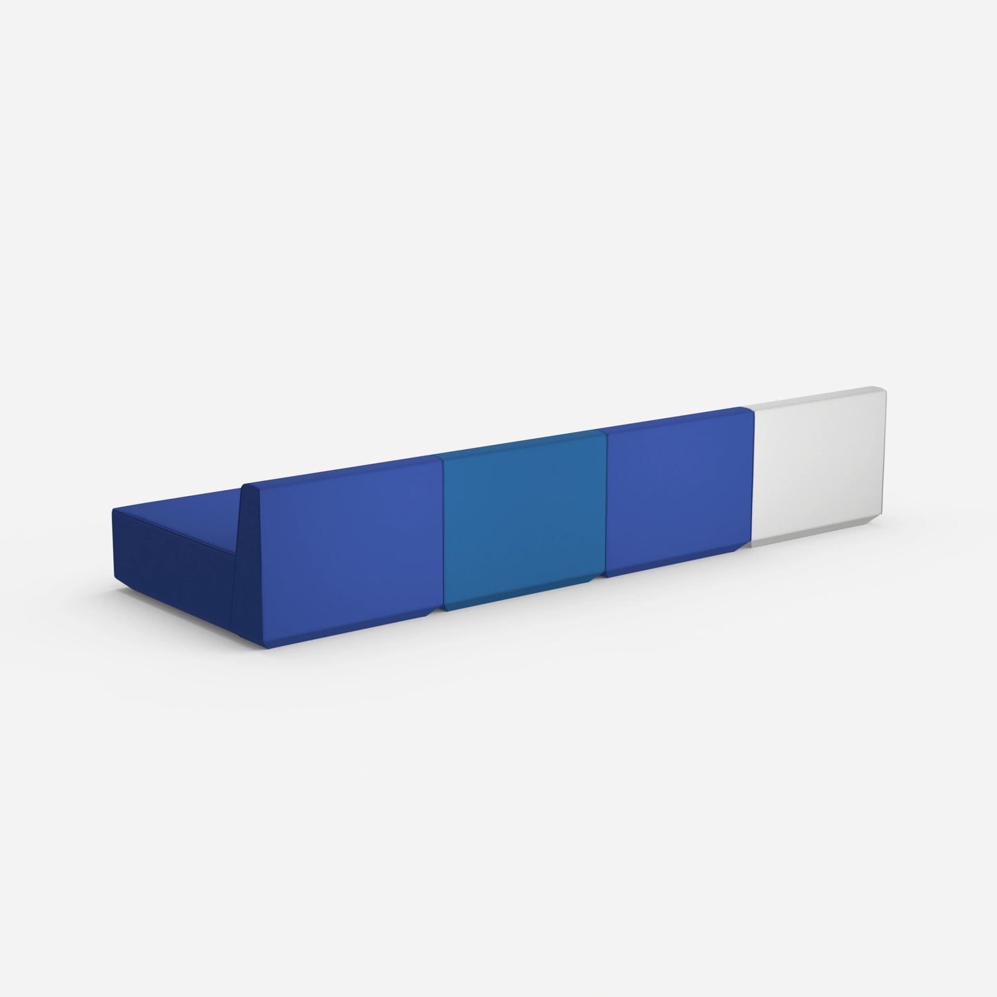 Modulares Sofa in Blau und Grau von hinten