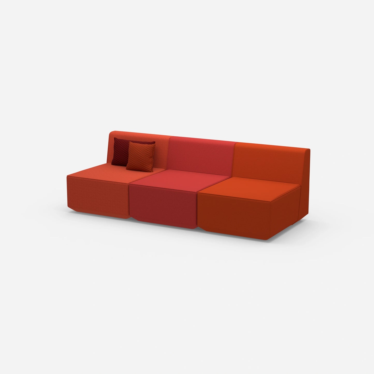 Rote 3 Sitzer Sofas von der Seite
