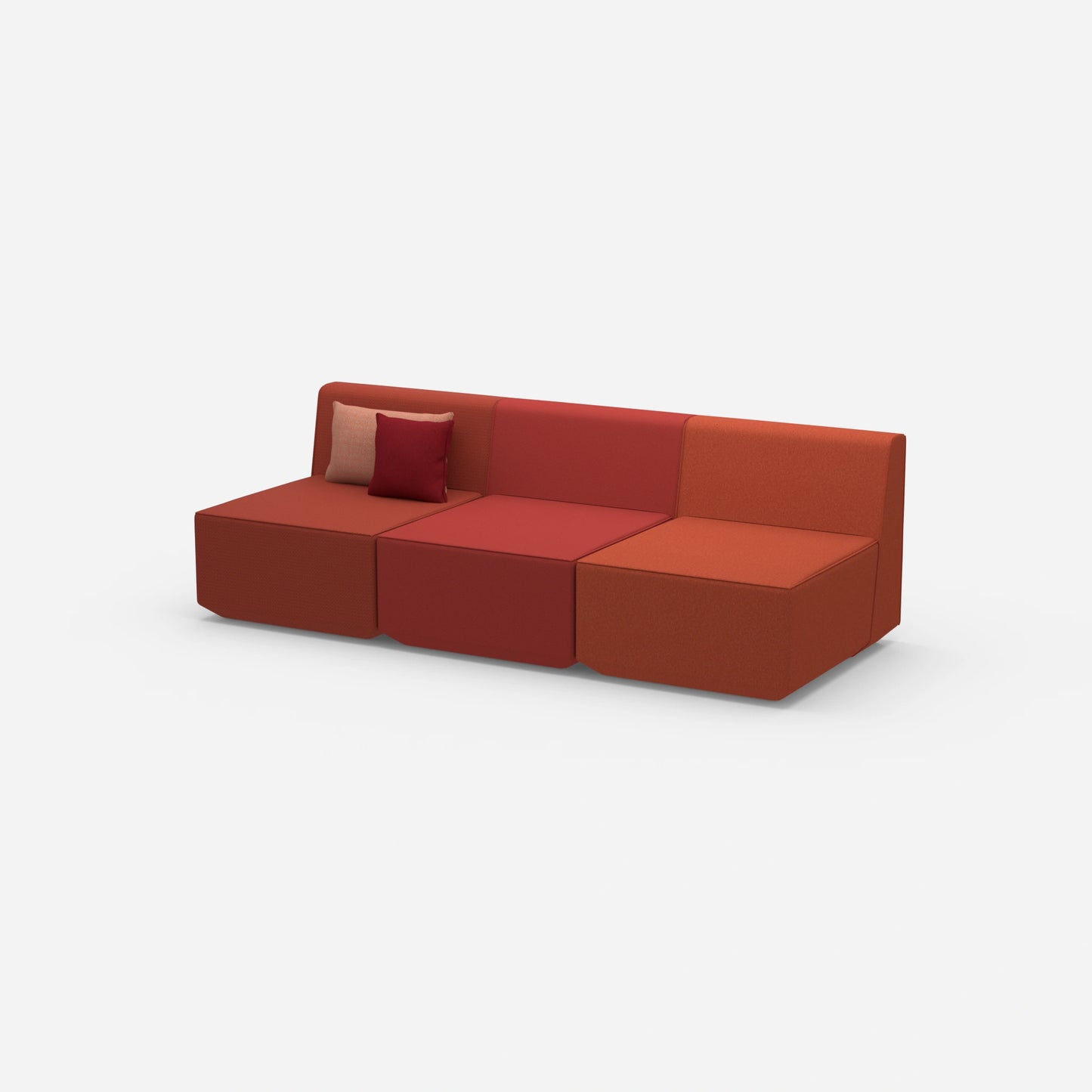 Rote 3 Sitzer Sofas von der Seite