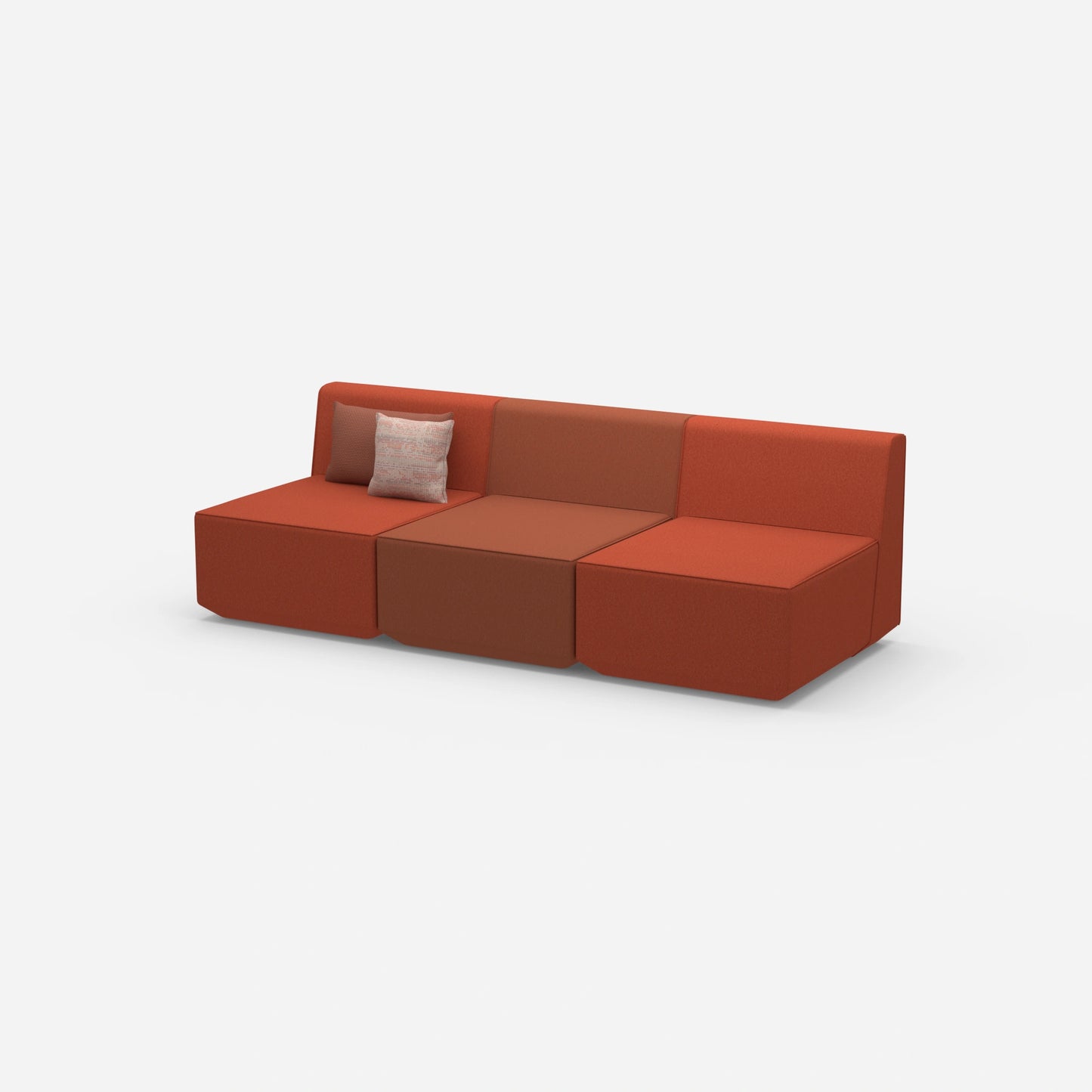 Rote 3 Sitzer Sofas von der Seite
