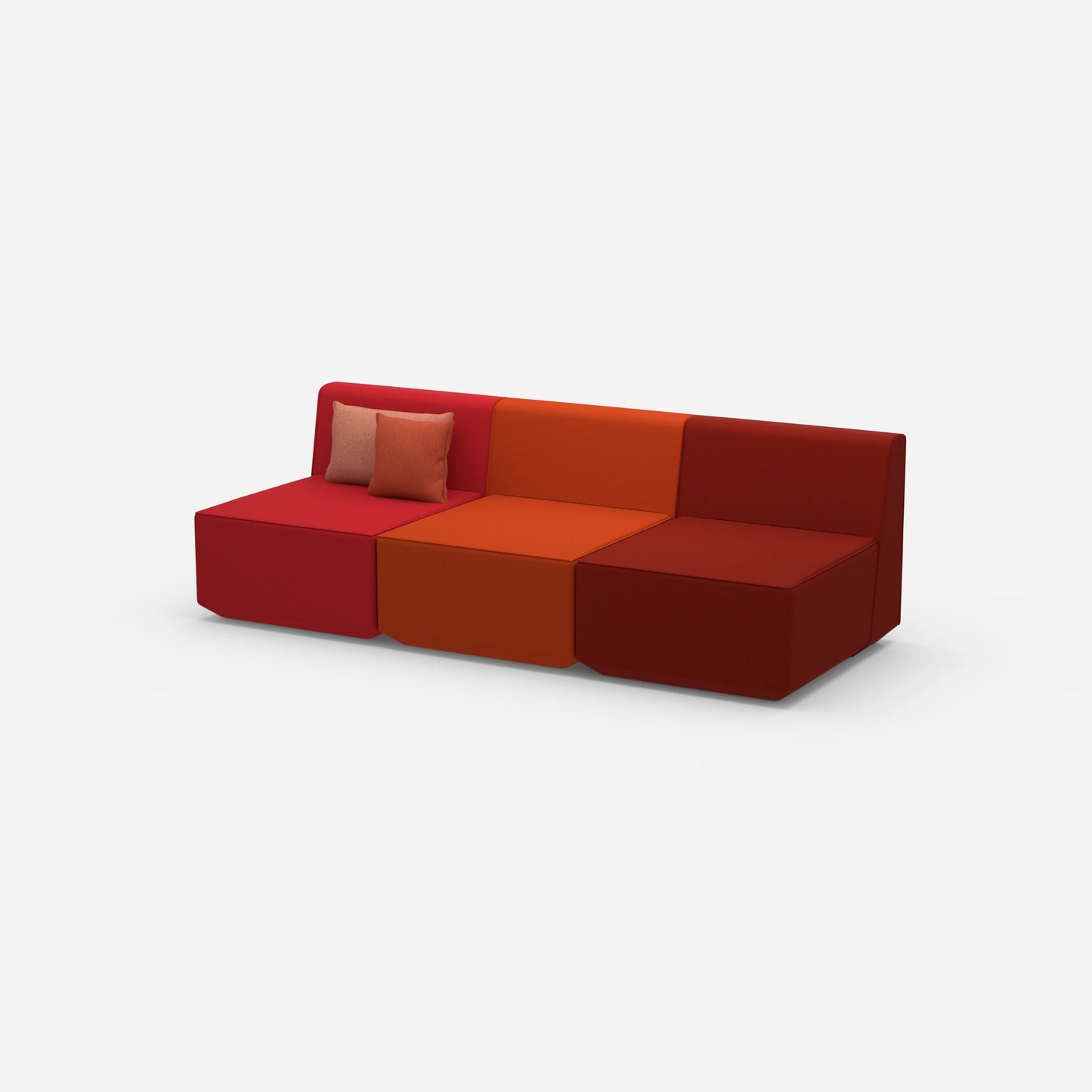 Rote 3 Sitzer Sofas von der Seite