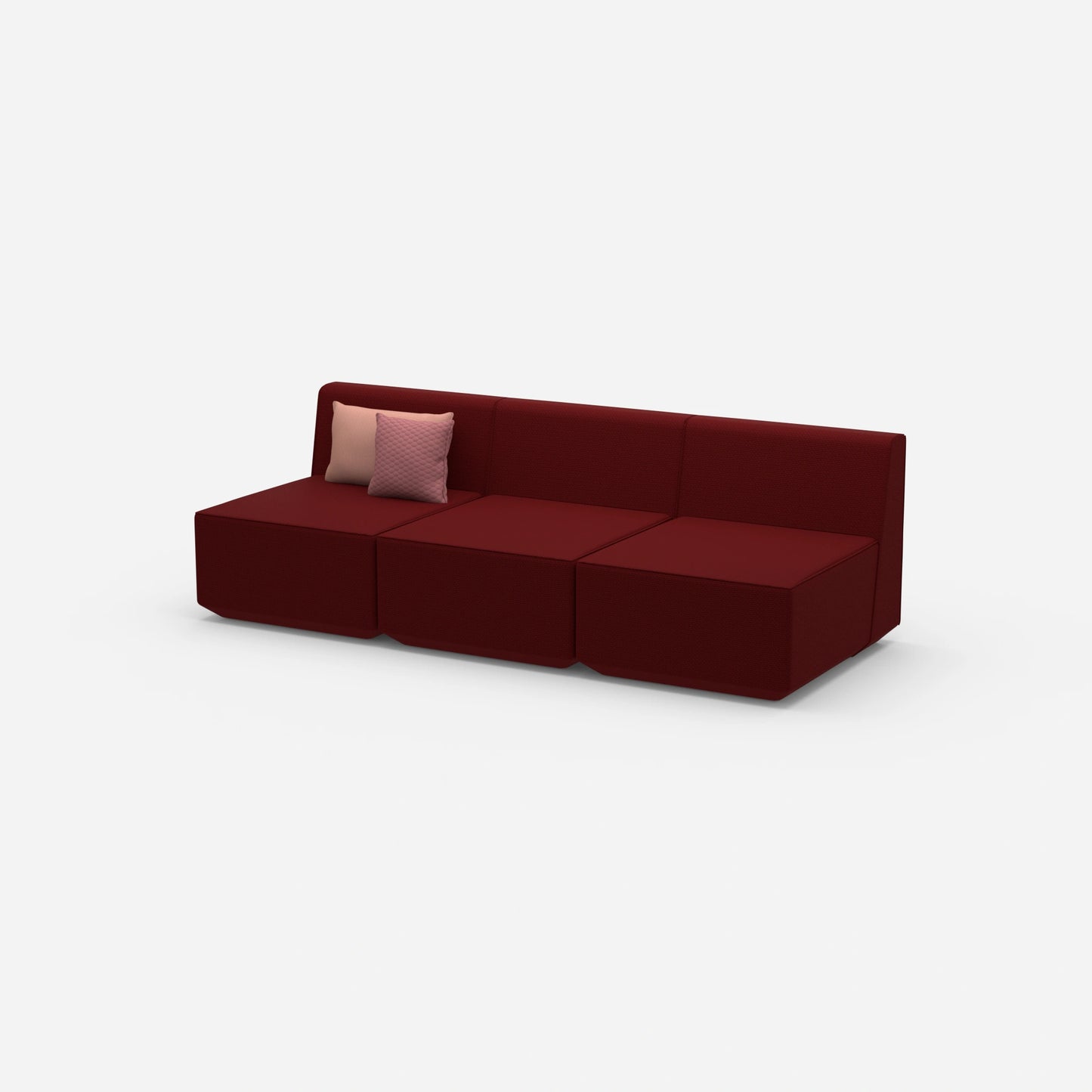 Rote 3 Sitzer Sofas von der Seite