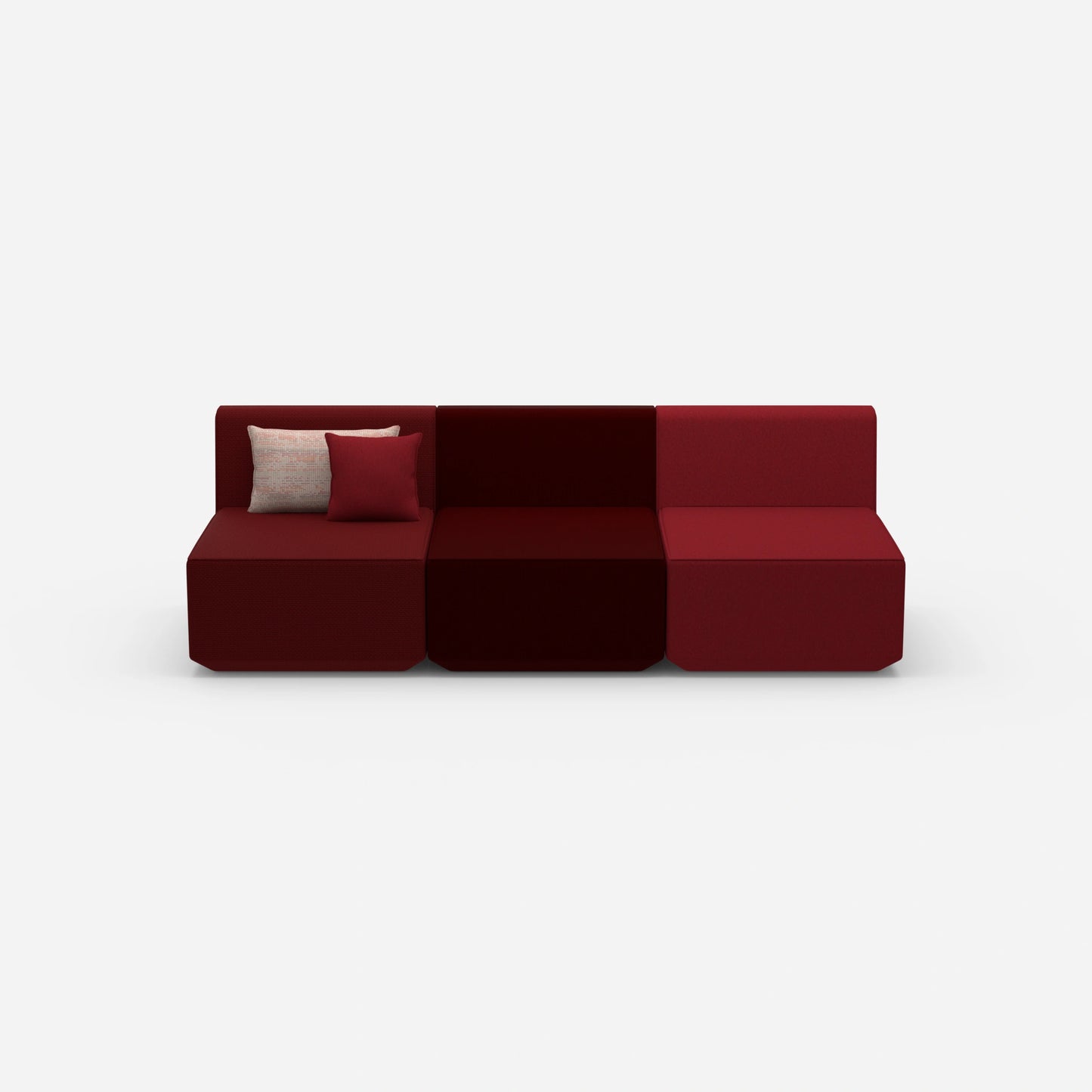 Rote 3 Sitzer Sofas von vorne