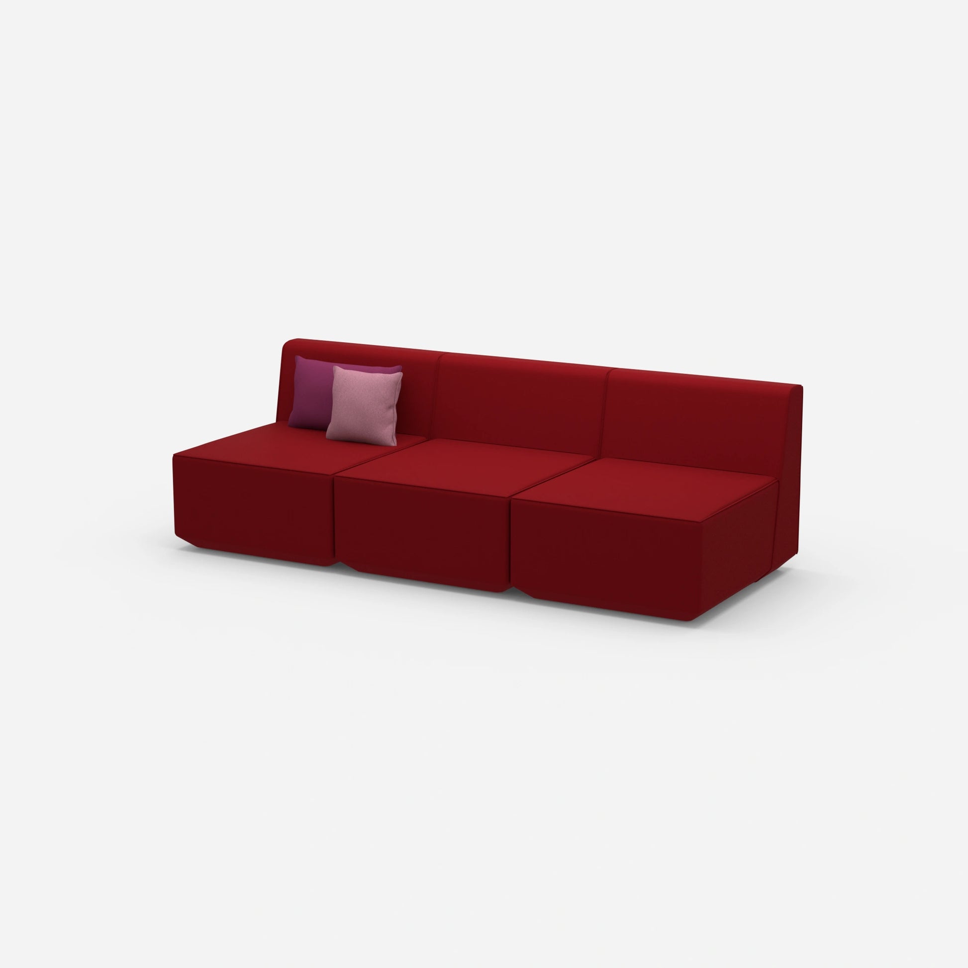 Rote 3 Sitzer Sofas von der Seite