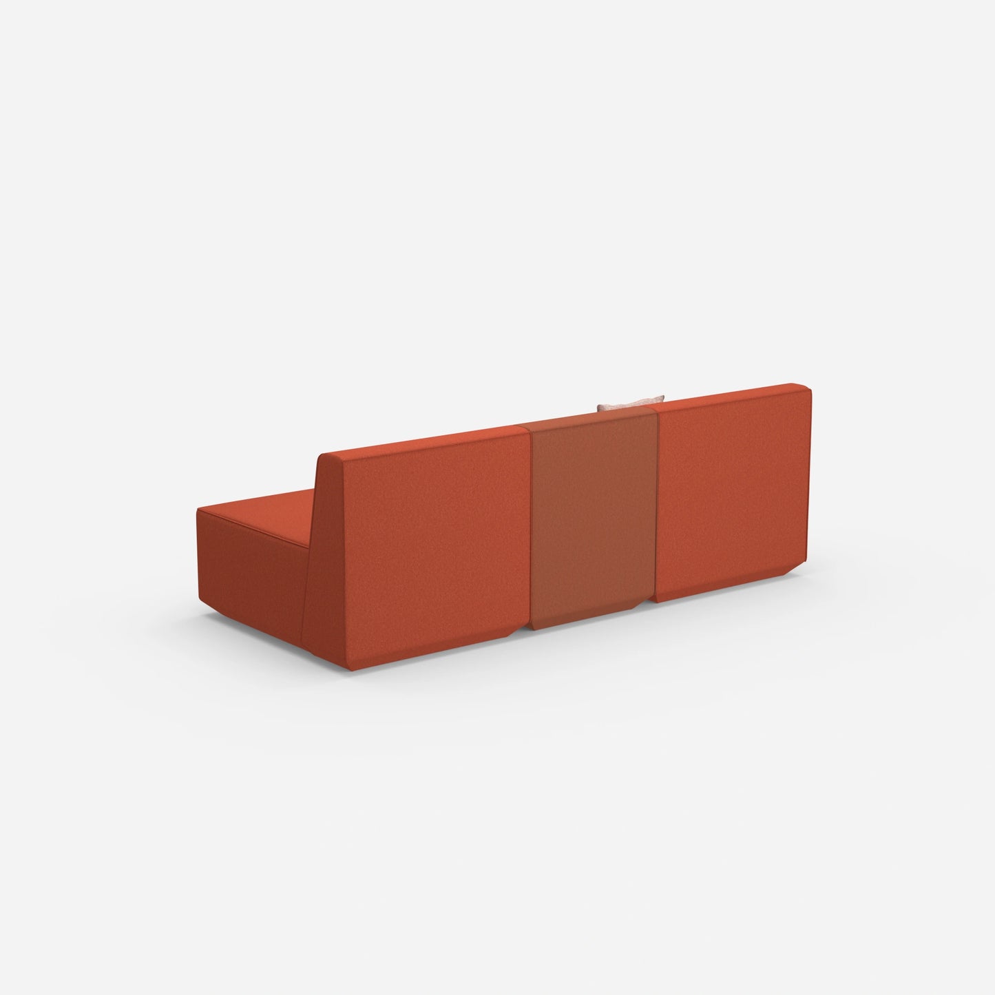 Rotes Dreisitzer Sofa von hinten