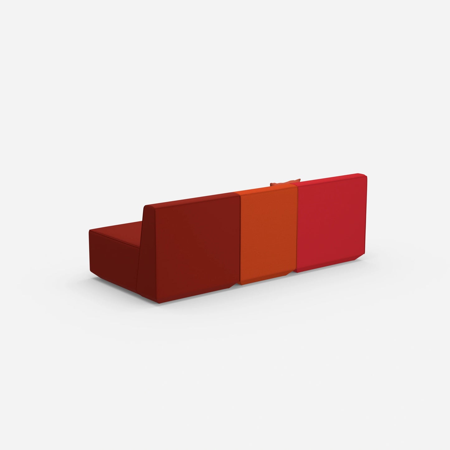 Rotes Dreisitzer Sofa von hinten