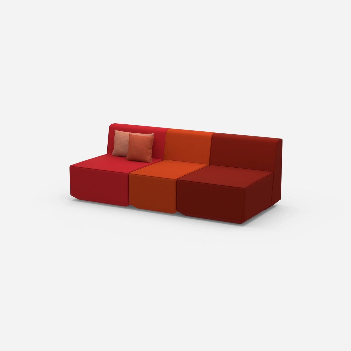 Rotes Dreisitzer Sofa von der Seite