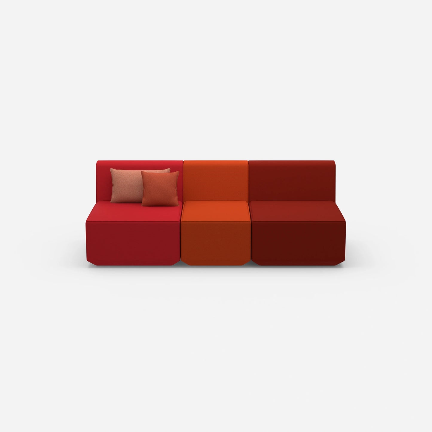 Rotes Dreisitzer Sofa von vorne