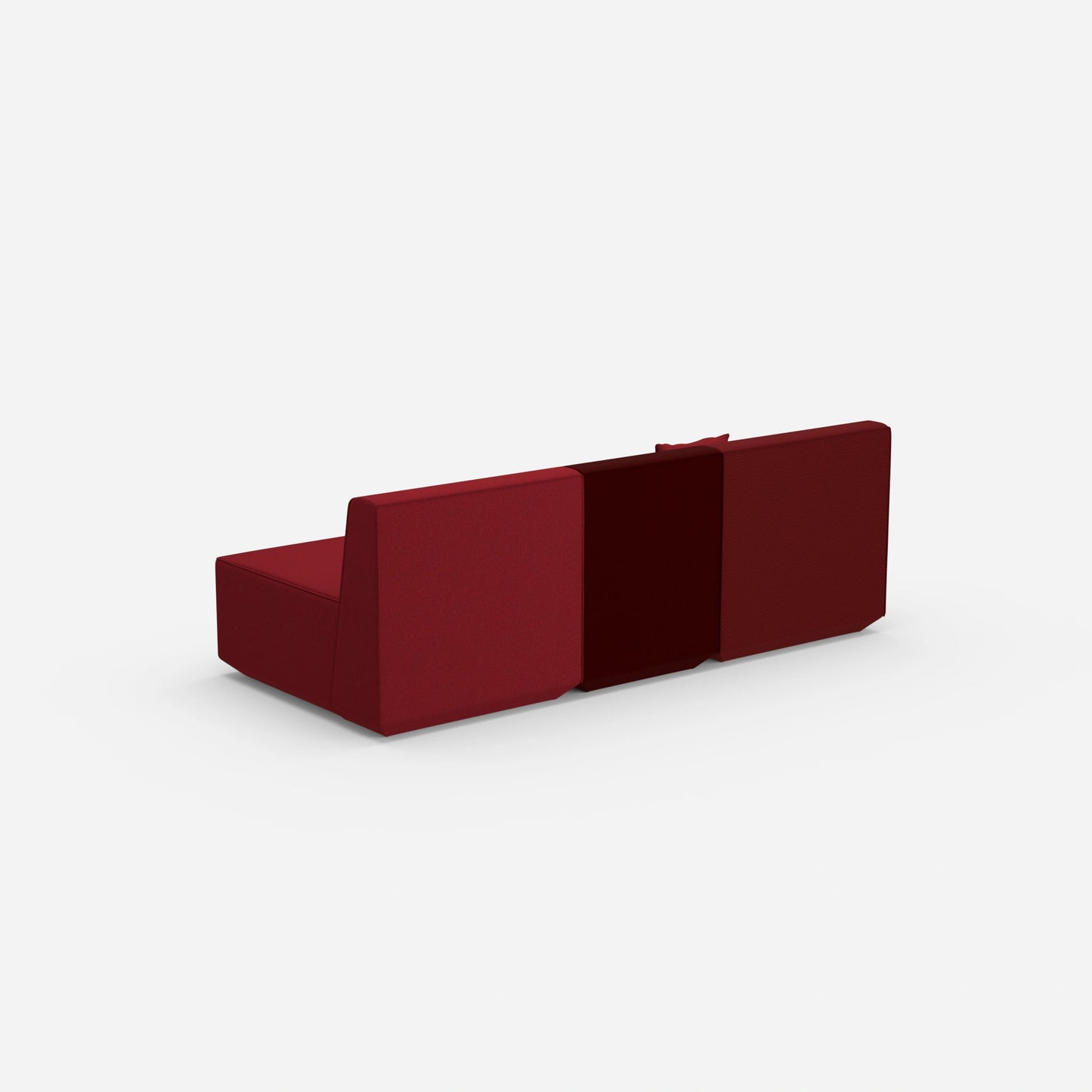 Rotes Dreisitzer Sofa von hinten