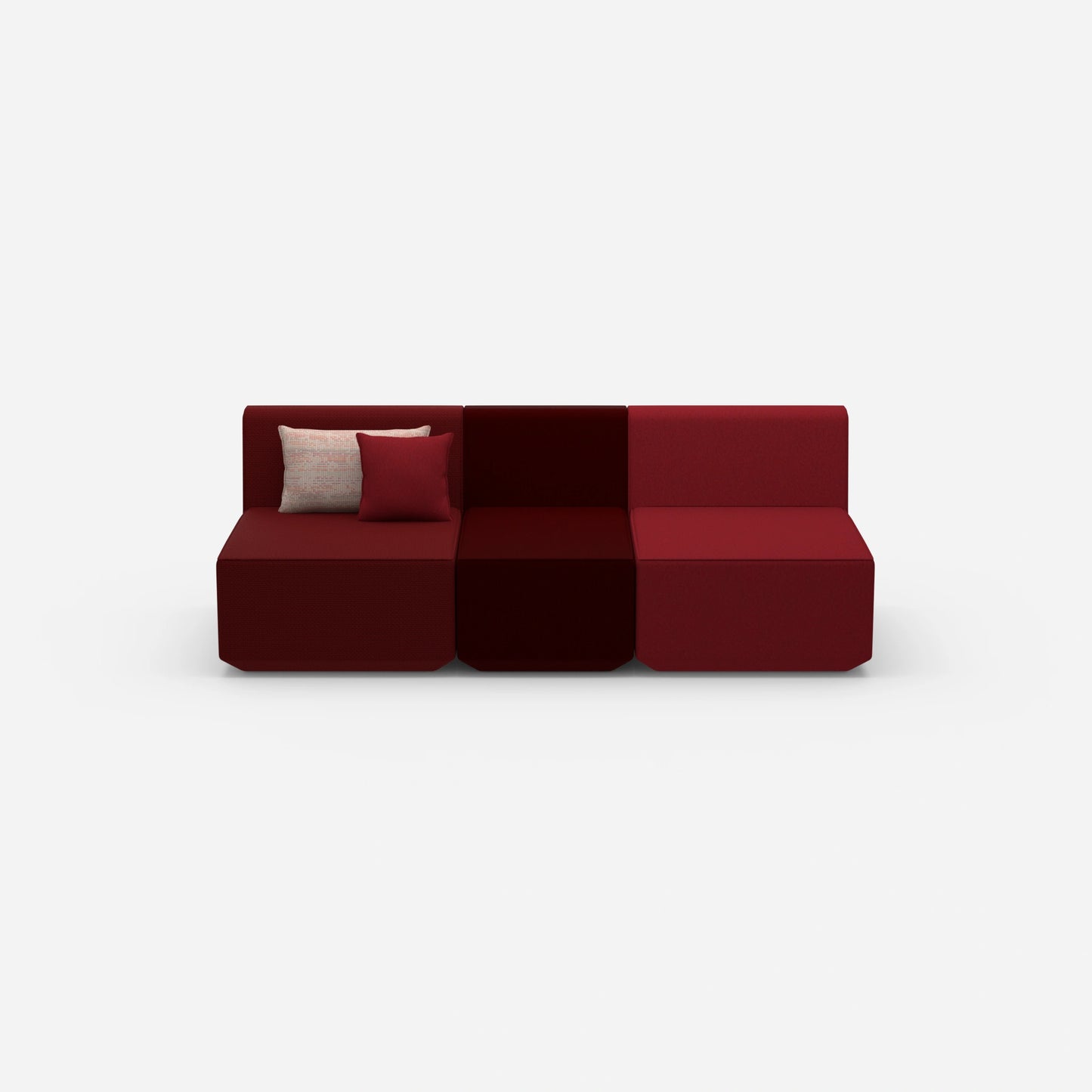 Rotes Dreisitzer Sofa von vorne