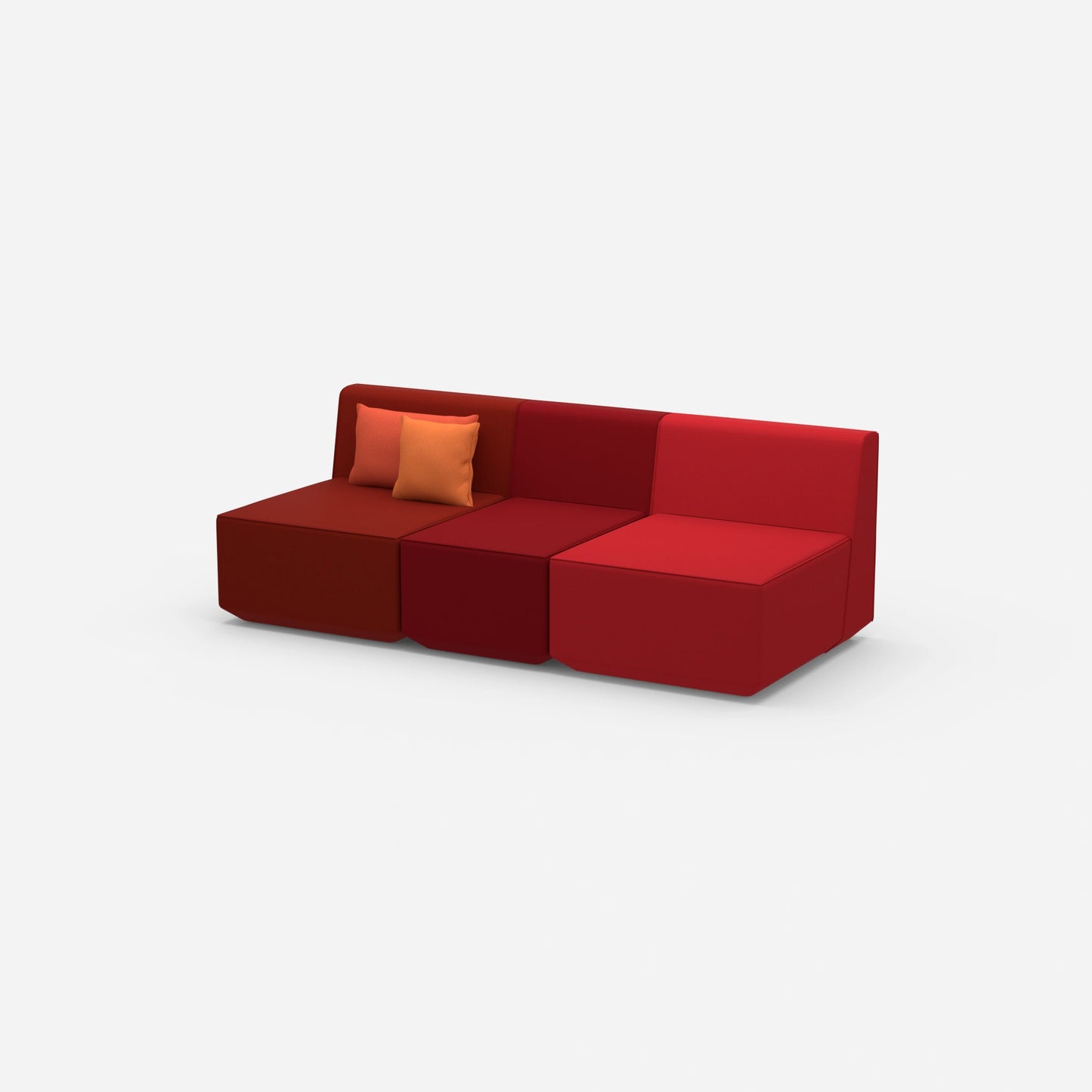 Rotes Dreisitzer Sofa von der Seite