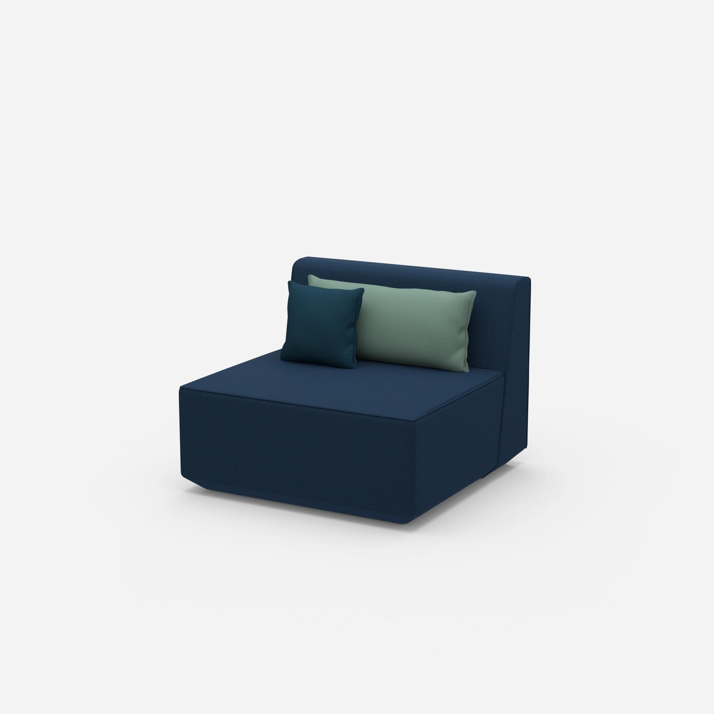 Sessel blau 80 cm breit von der Seite