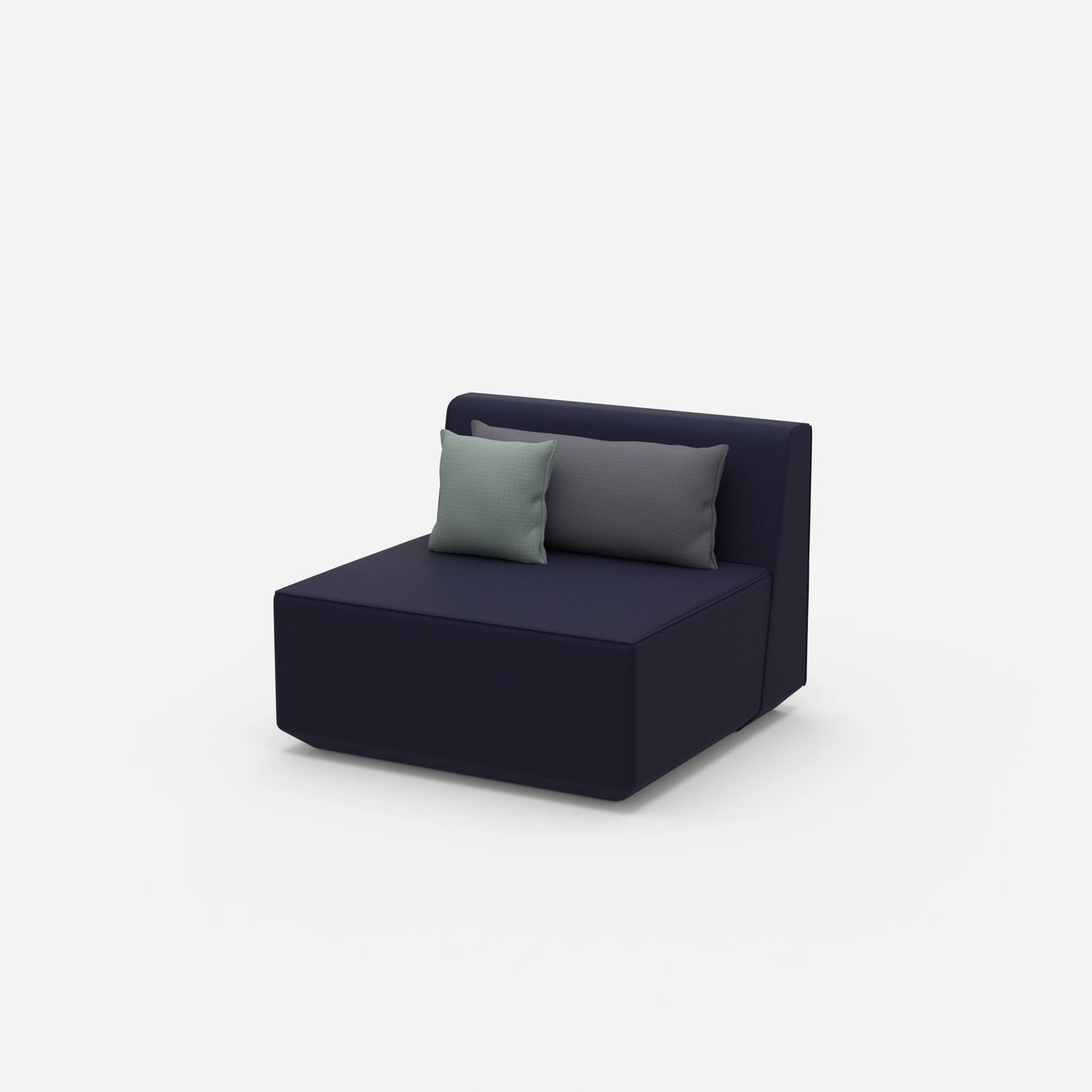 Sessel blau 80 cm breit von der Seite