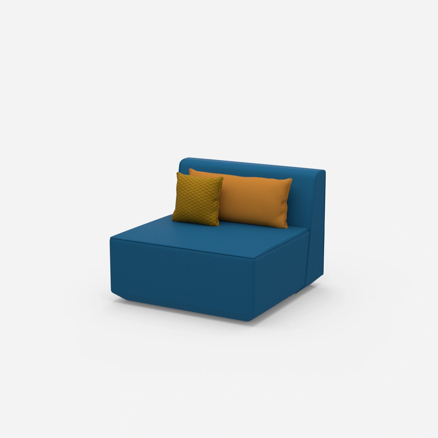 Sessel blau 80 cm breit von der Seite