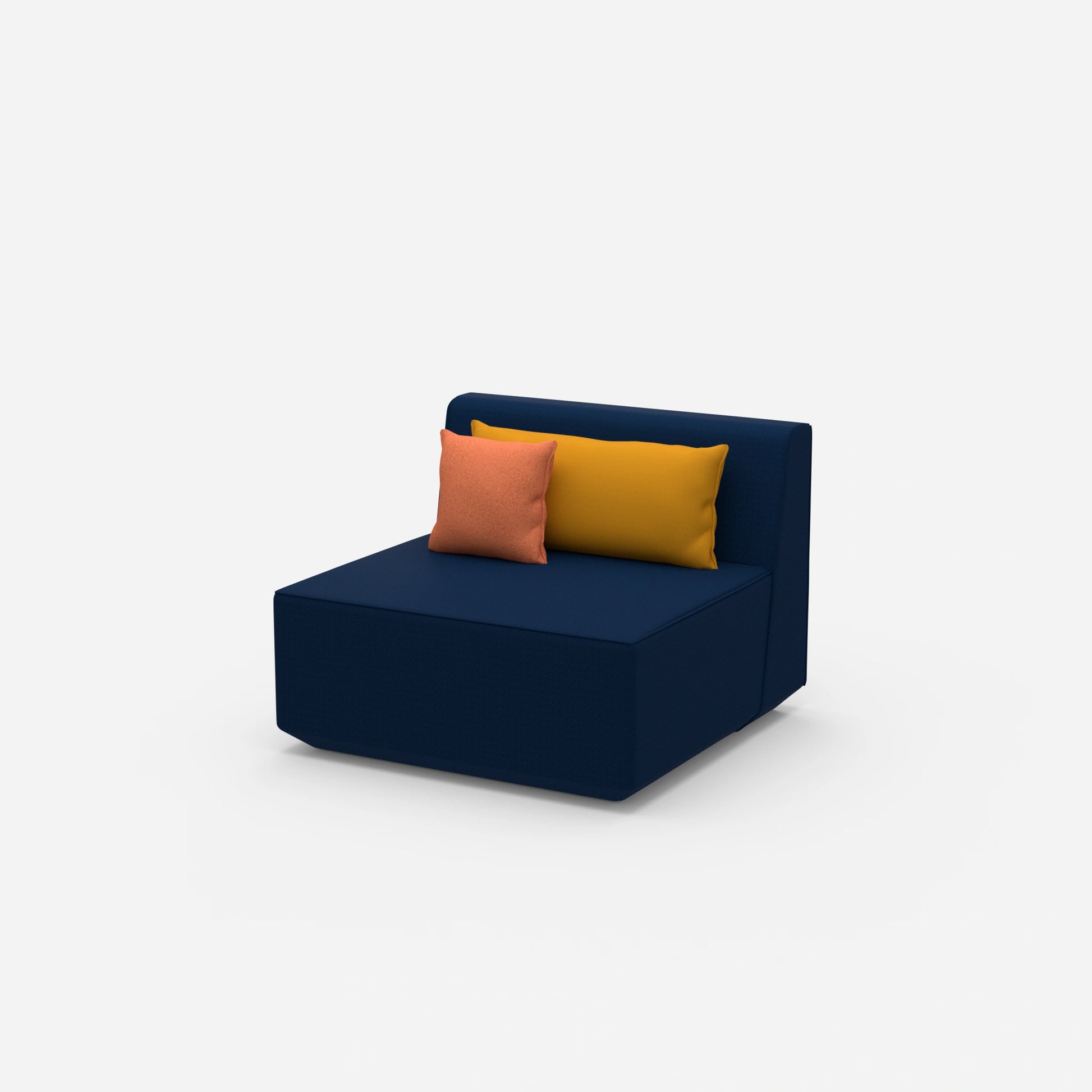 Sessel blau 80 cm breit von der Seite