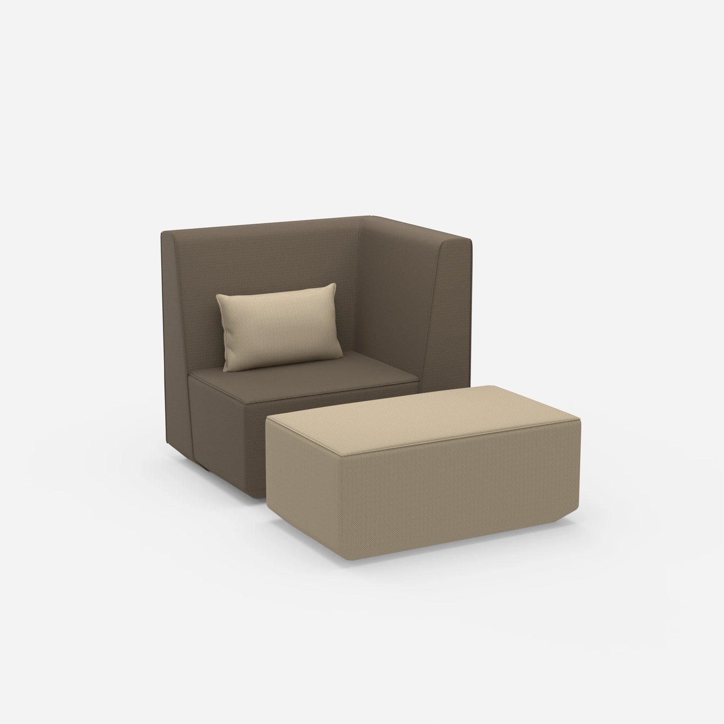 Sessel für das Wohnzimmer beige von der Seite