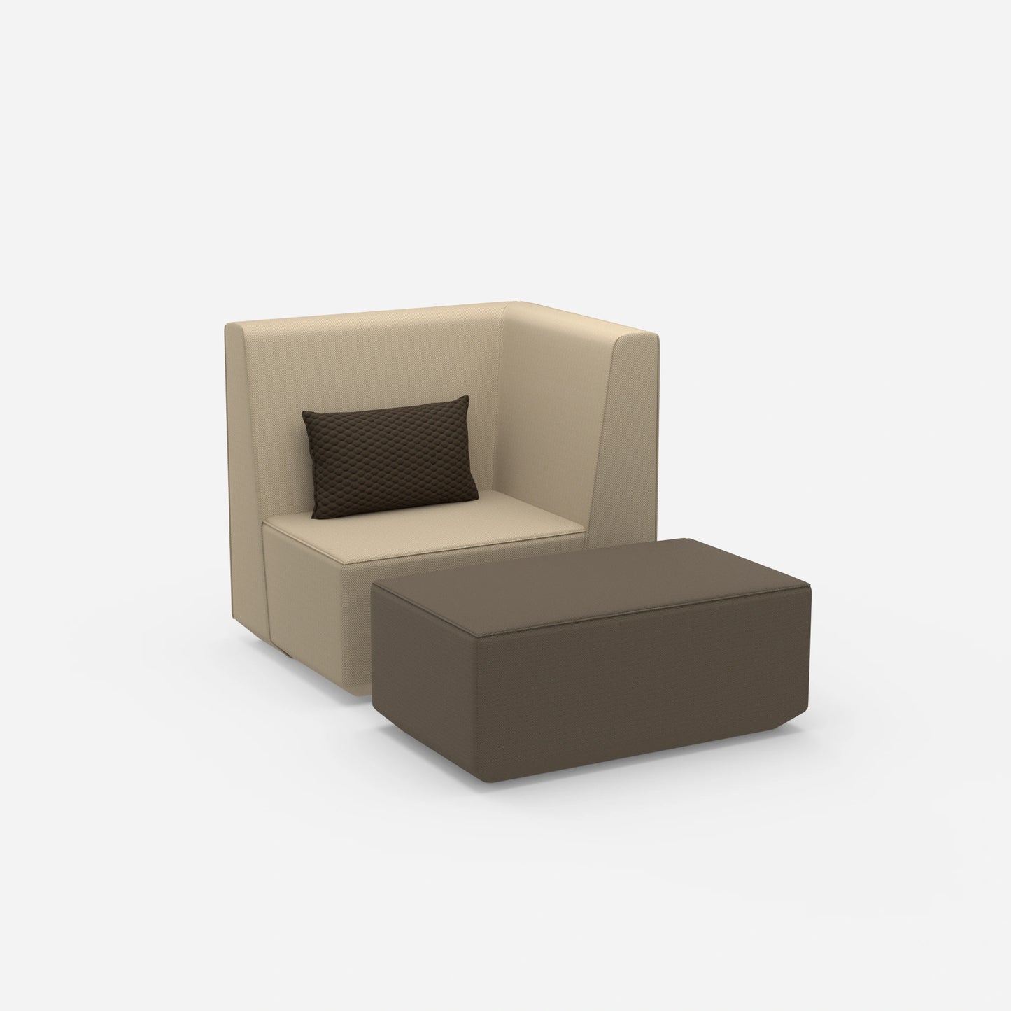 Sessel für das Wohnzimmer beige von der Seite