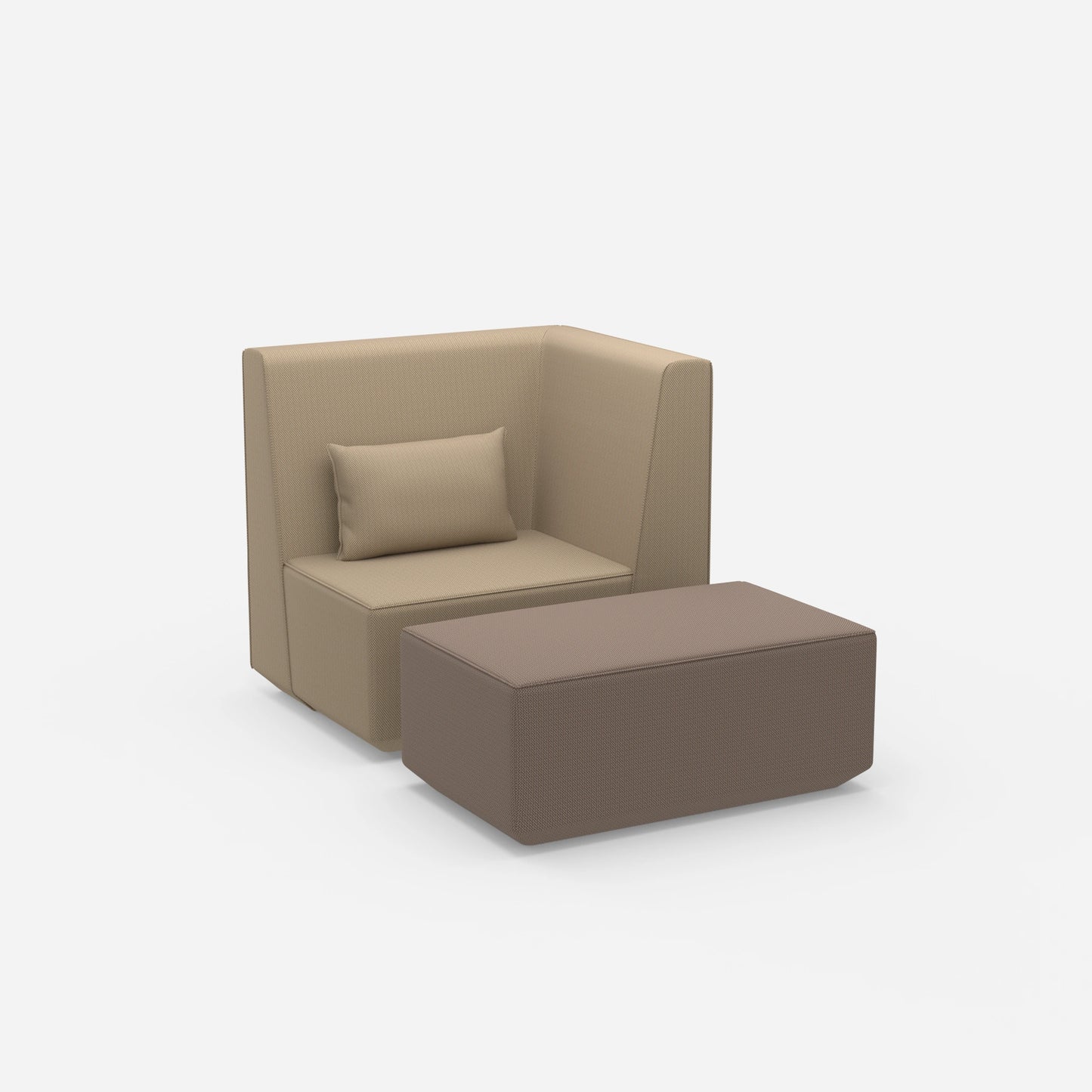Sessel für das Wohnzimmer beige von der Seite