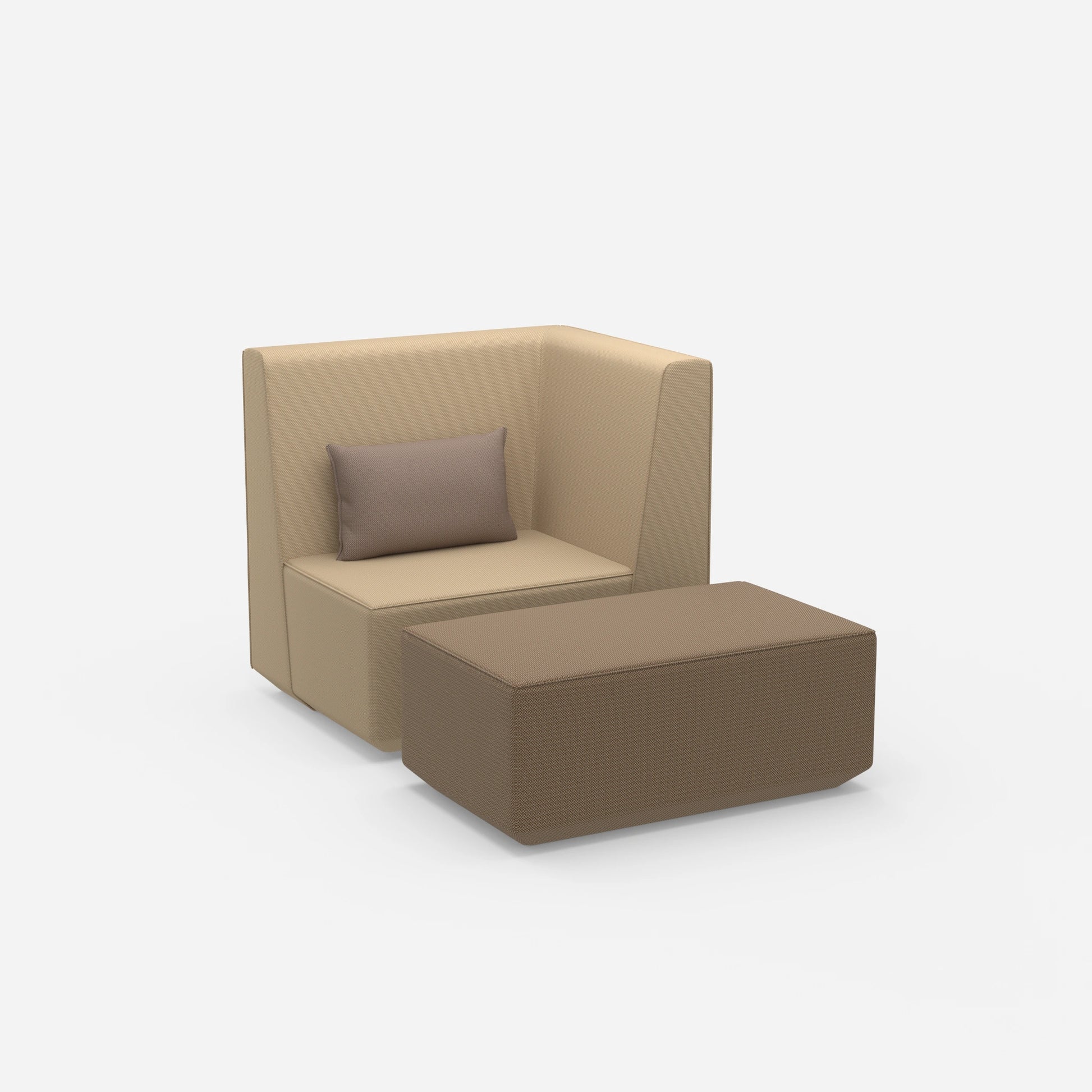 Sessel für das Wohnzimmer beige von der Seite