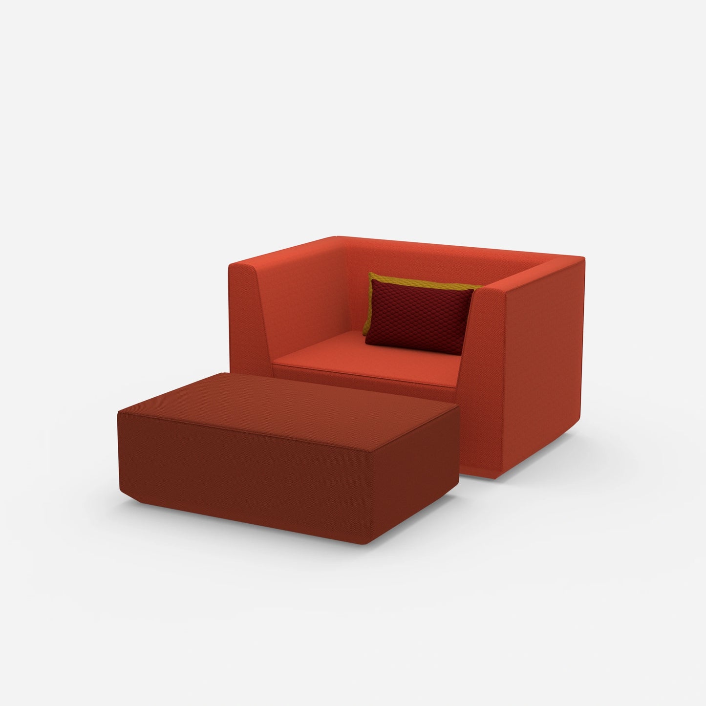 Sessel mit flexibler Fußablage von der Seite
