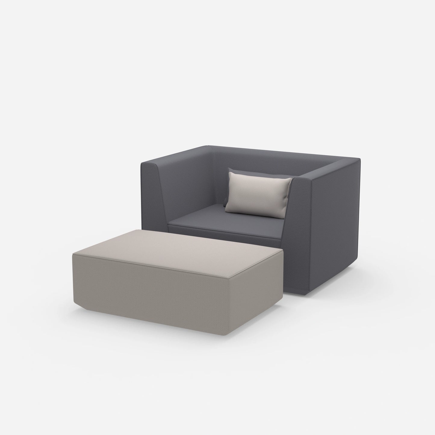 Sessel mit flexibler Fußablage von der Seite