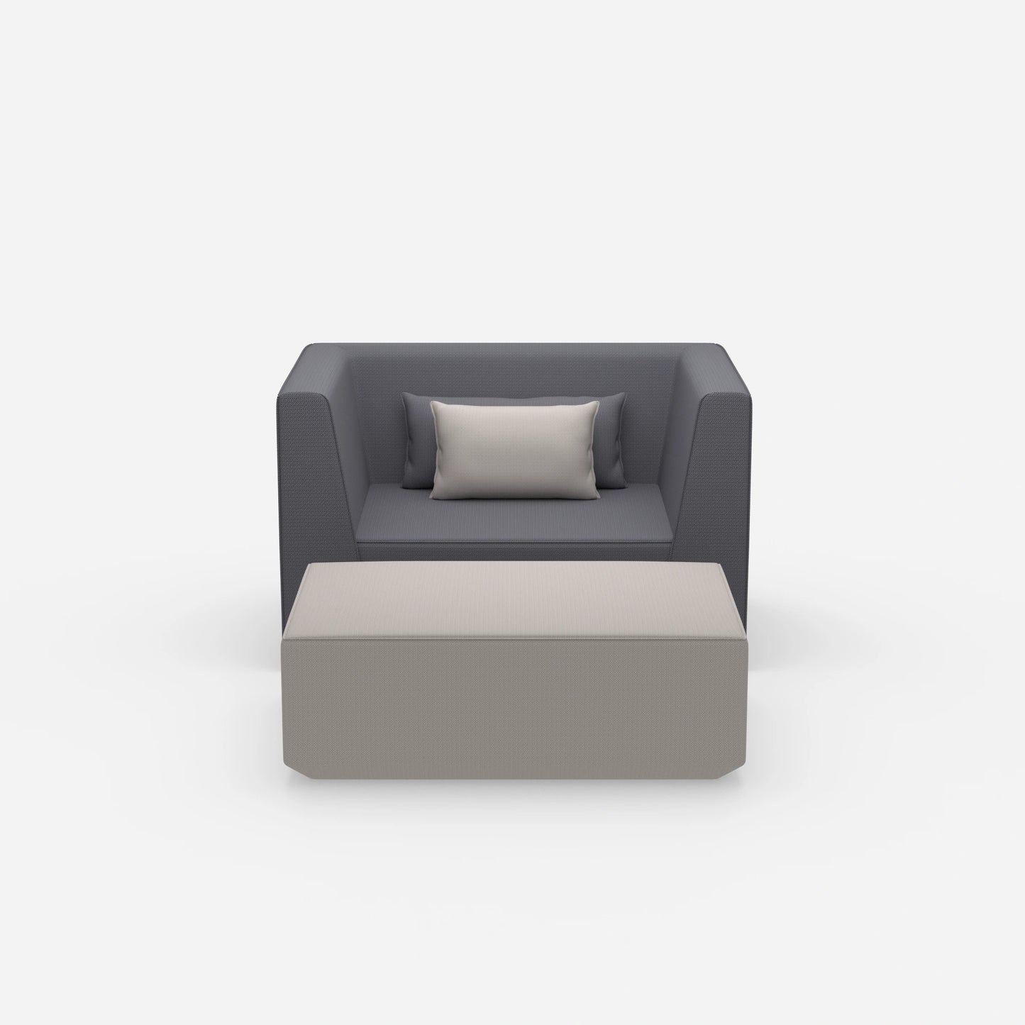 Sessel mit flexibler Fußablage von vorne