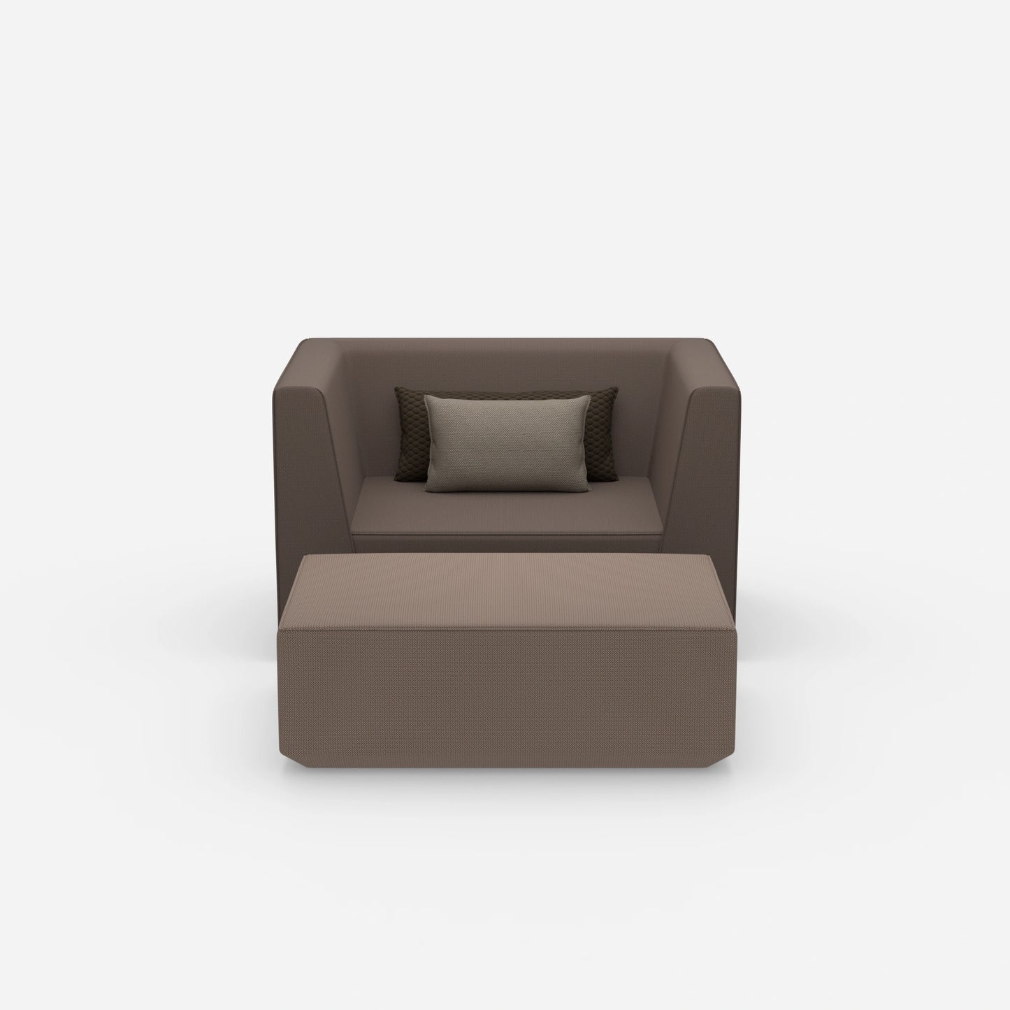 Sessel mit flexibler Fußablage von vorne
