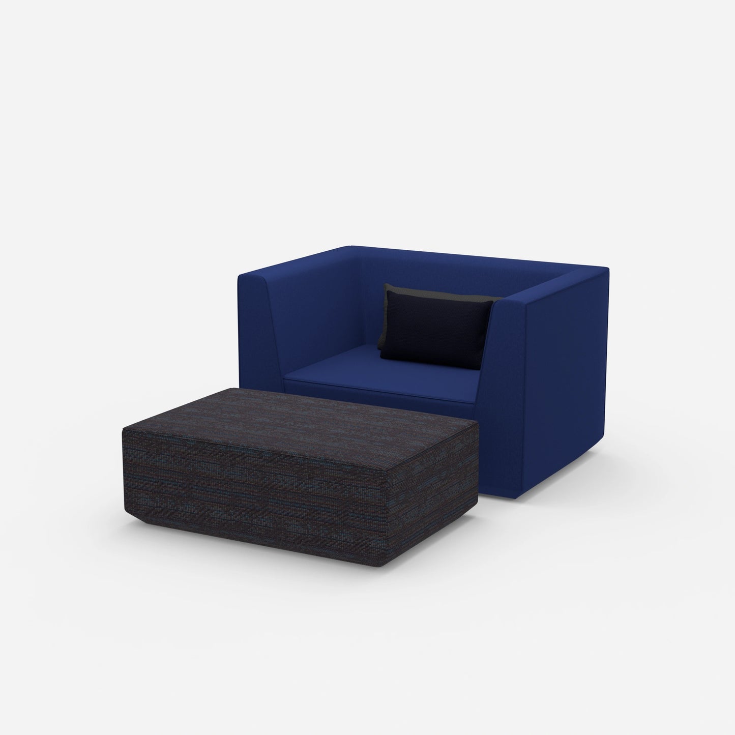 Sessel mit flexibler Fußablage von der Seite