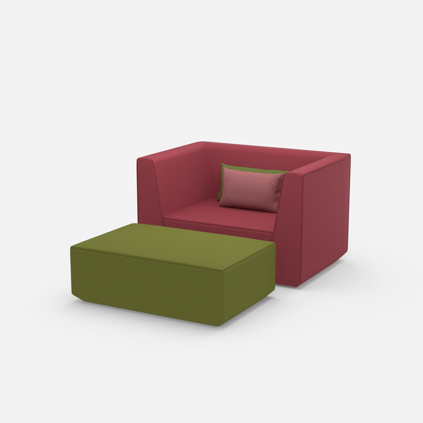 Sessel mit flexibler Fußablage von der Seite