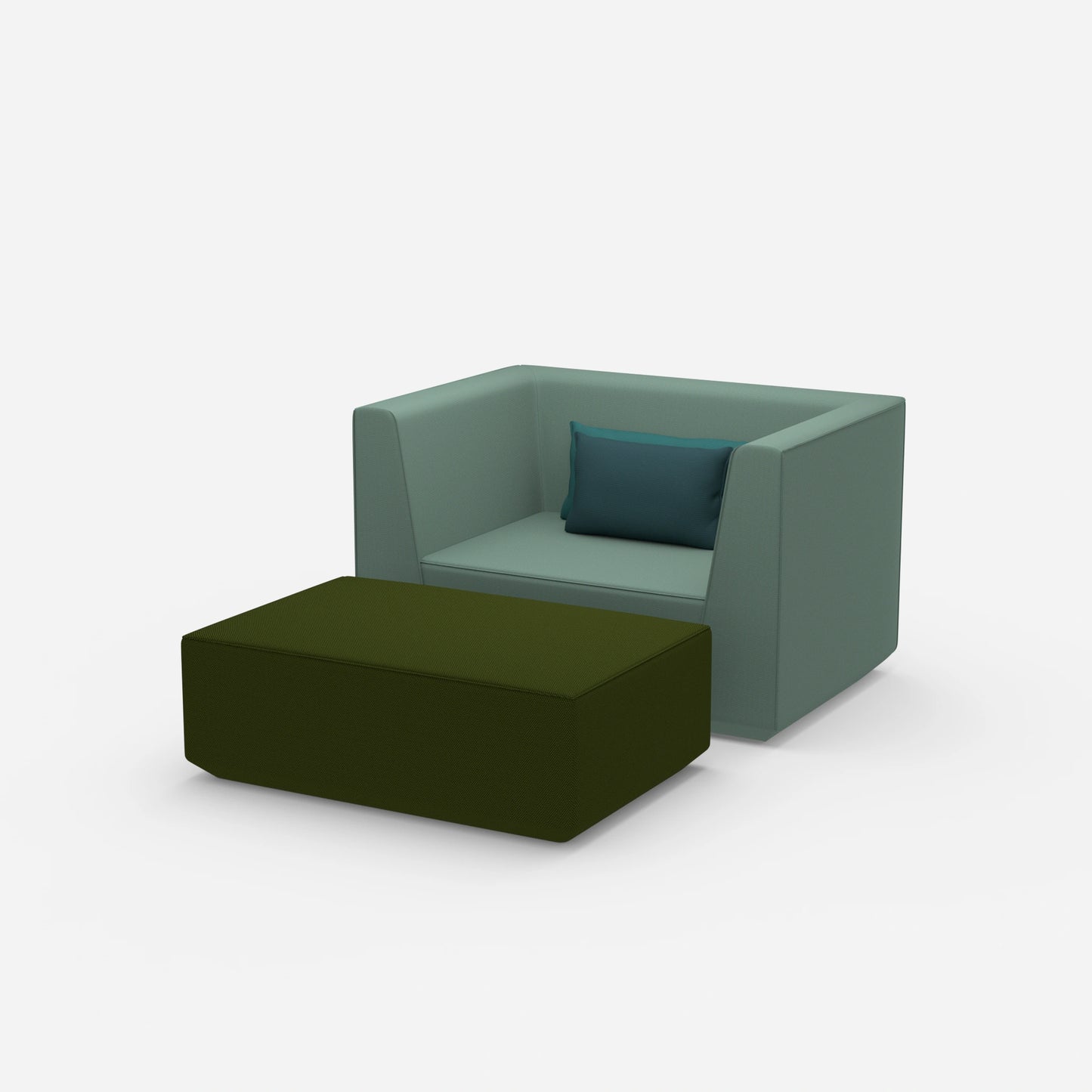 Sessel mit flexibler Fußablage von der Seite